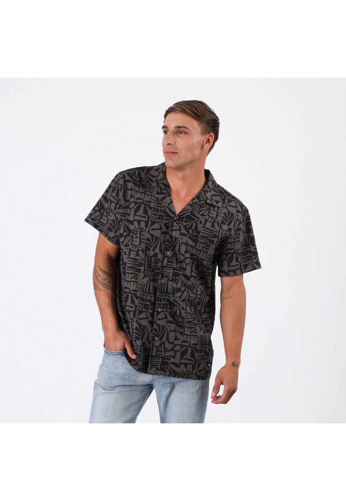 Camisa Reef Men Negro Diseños Gris-0