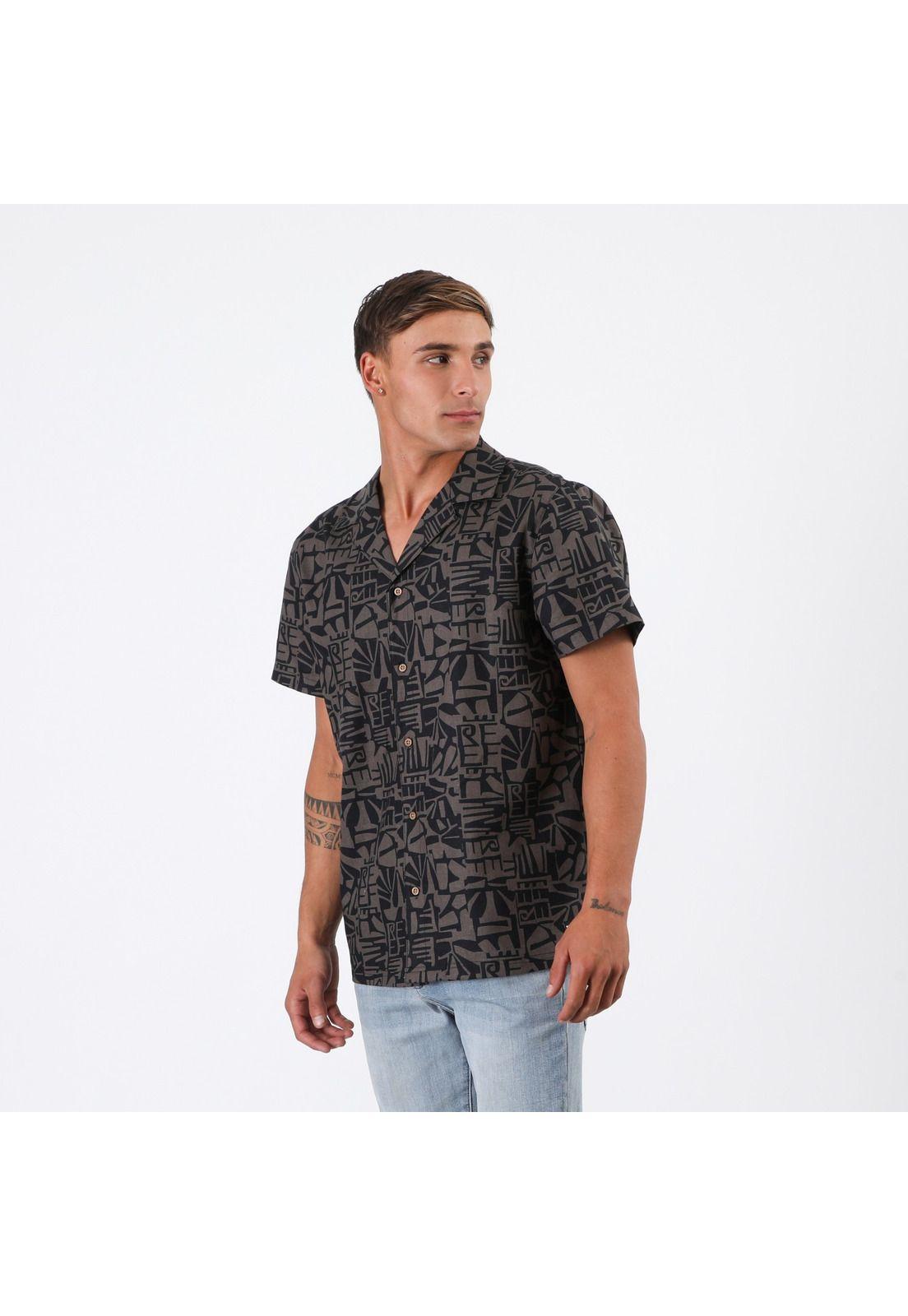 Camisa Reef Men Negro Diseños Gris-1
