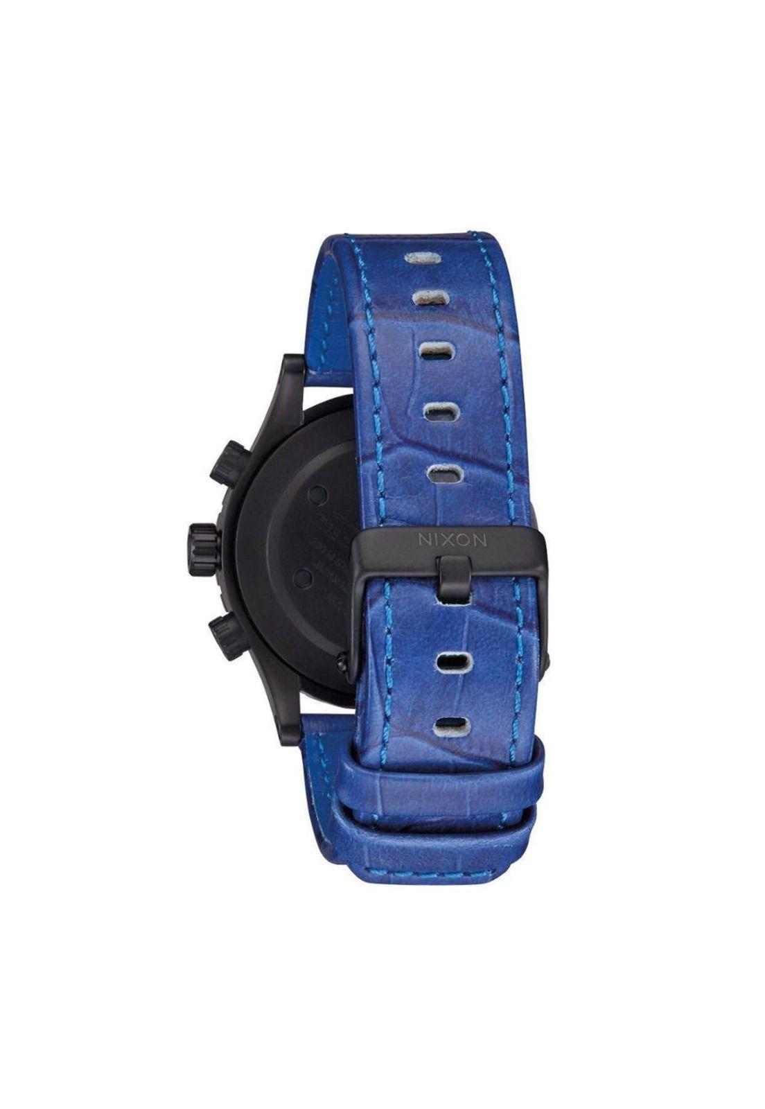 Reloj 38-20 Chrono Leather Black Blue Gator Nixon-2