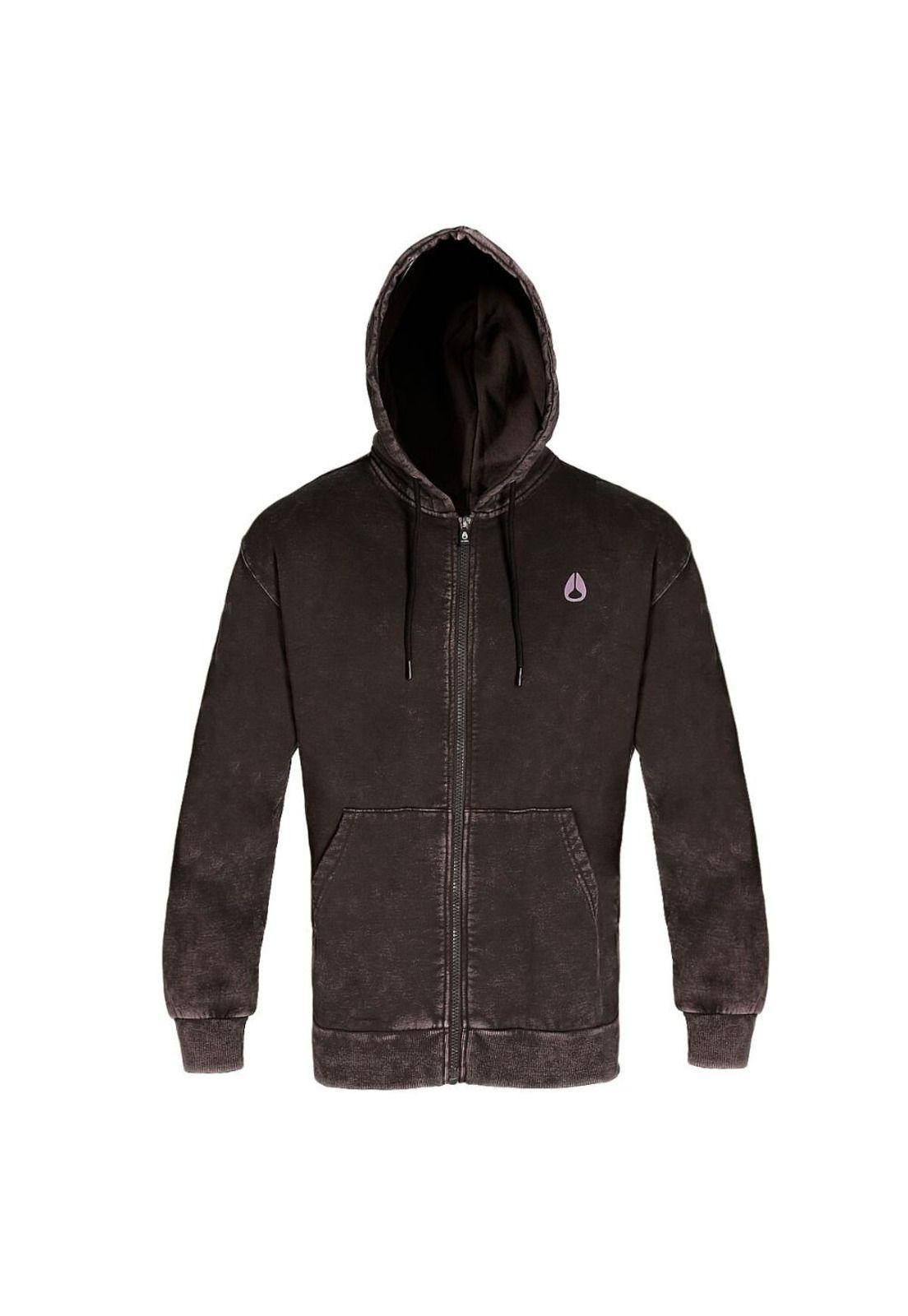 Poleron Men Full zipper "No Time To Stop" Black-0