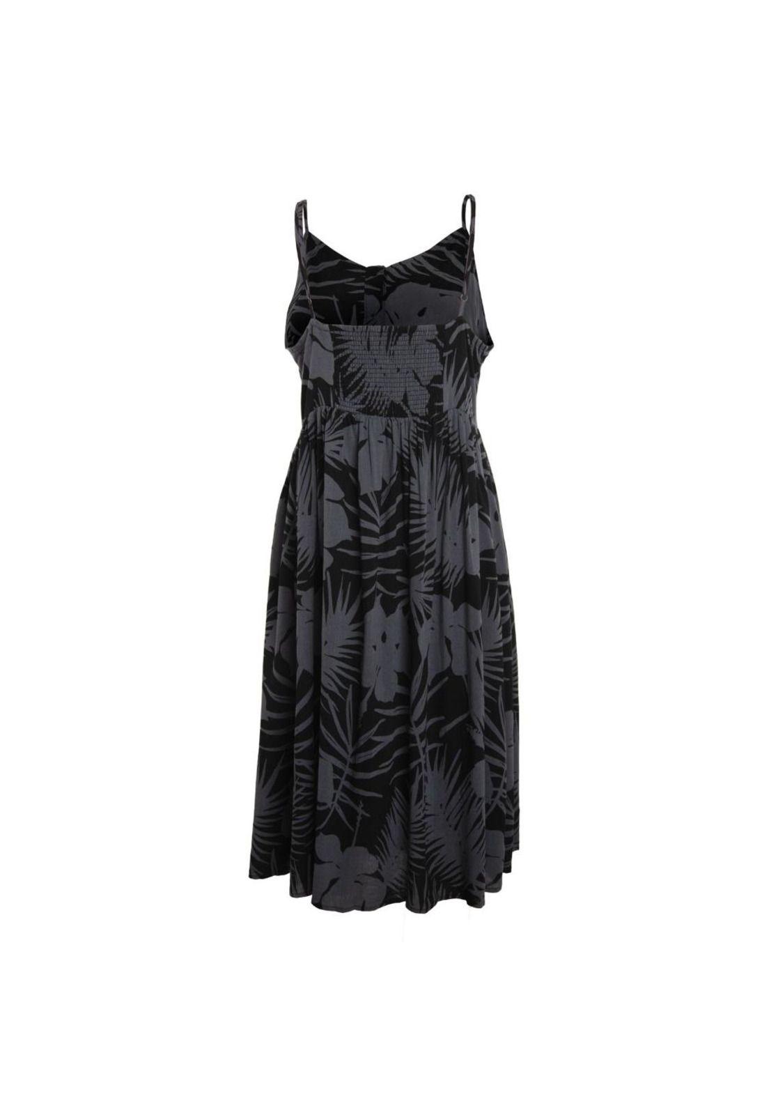 Vestido Women Leaves Black Grey-2