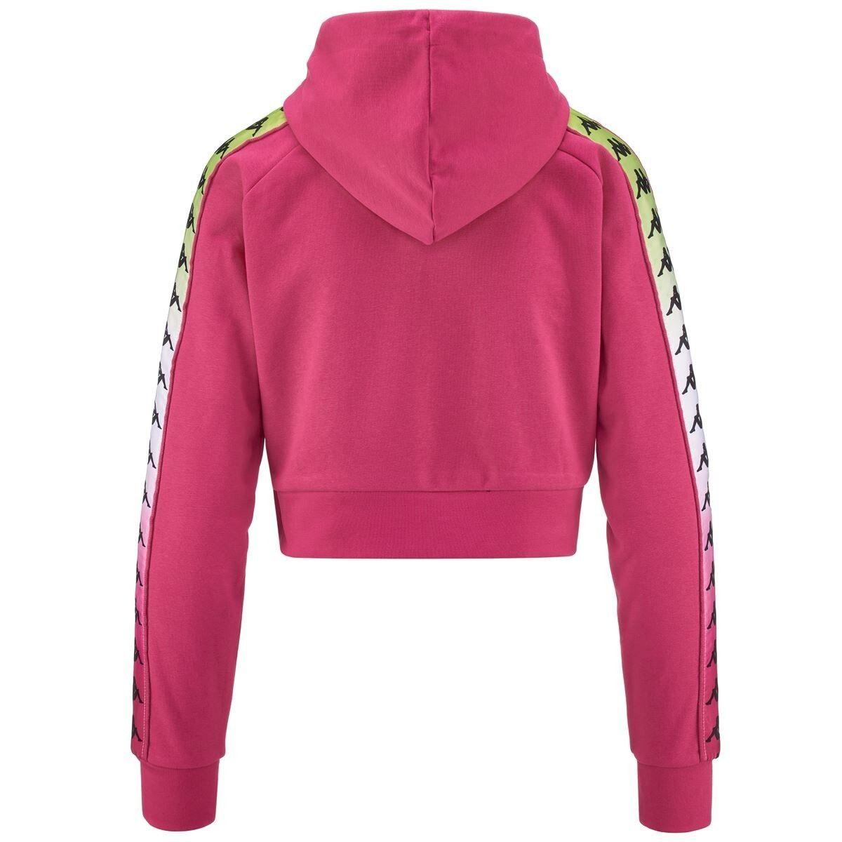 Poleron Crop Women Banda Tamas Degrade Fuxia White-2