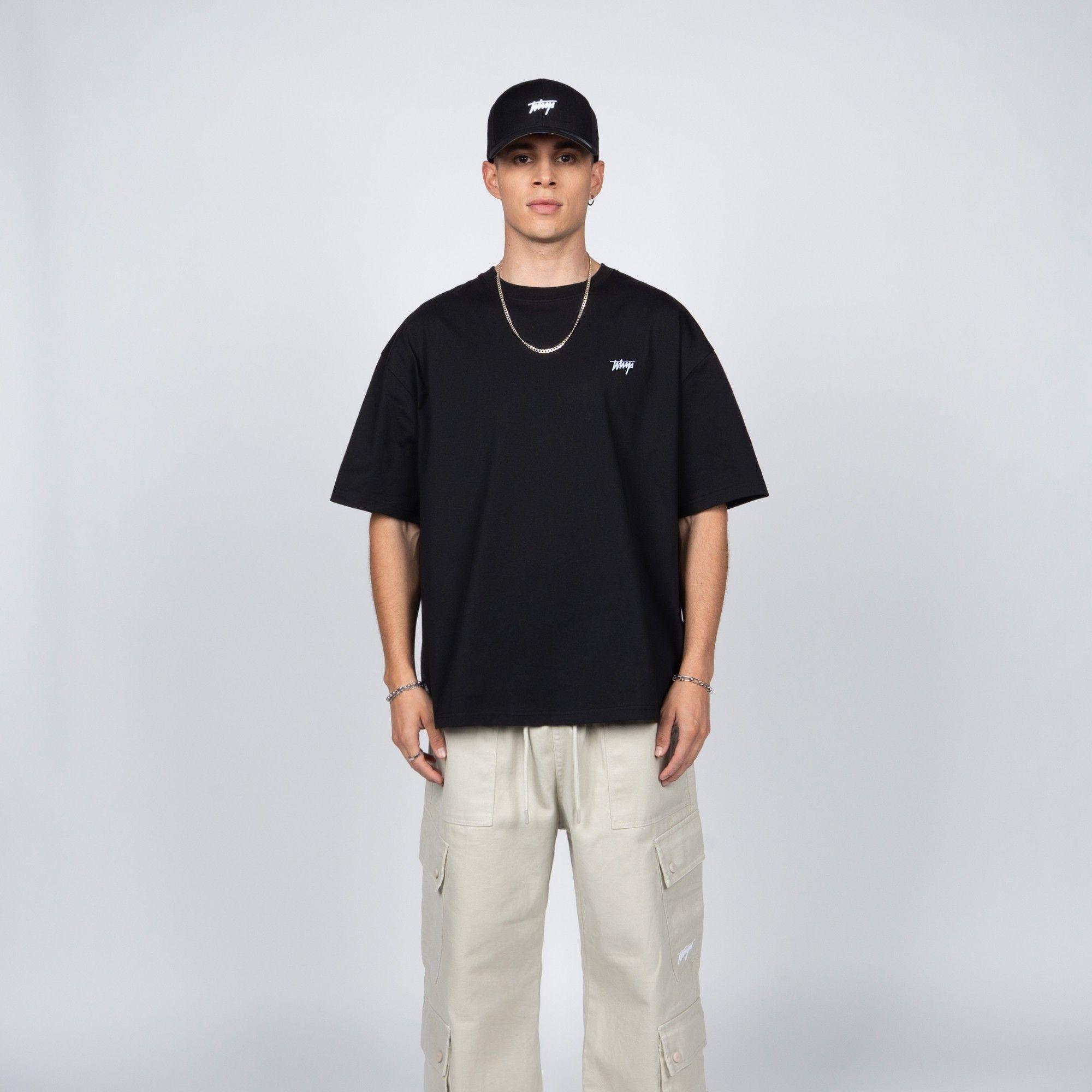 Polera WhatUp Classic Tiny Icon Black White-0