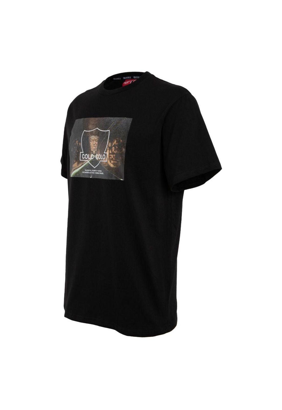 Polera Colo Colo Urbano "Valiente y Fuerte" Negra-1