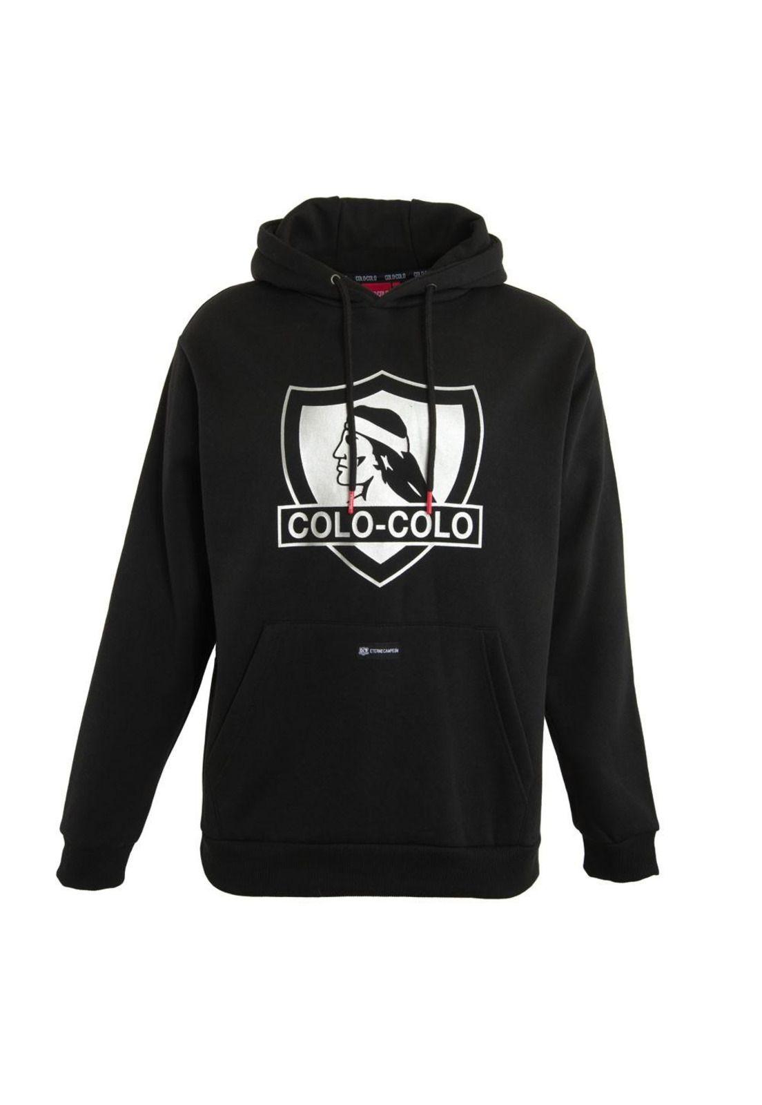 Poleron Colo Colo Urbano "Escudo" Negro y Gris-0