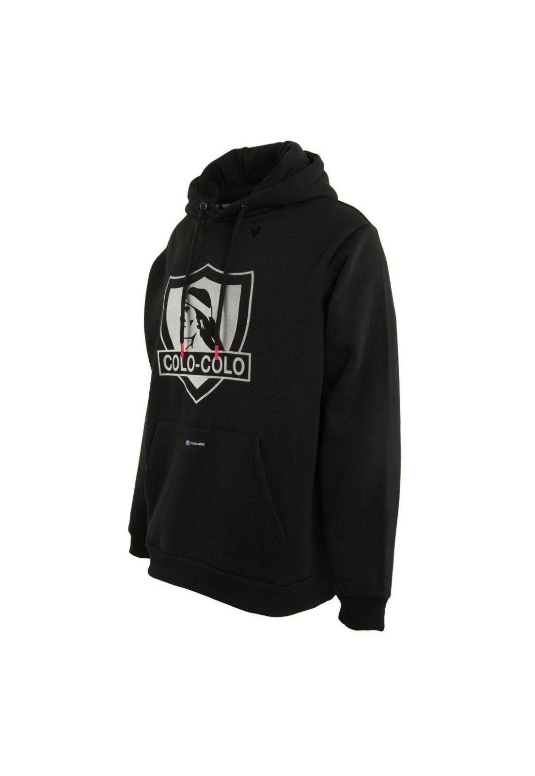Poleron Colo Colo Urbano "Escudo" Negro y Gris-1