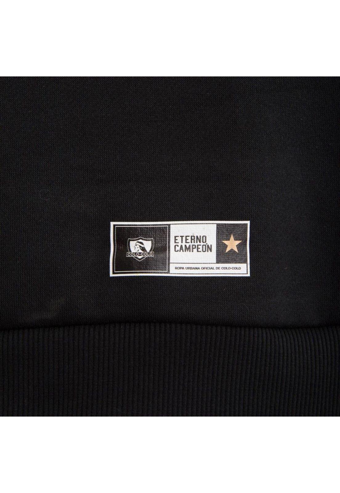 Poleron Colo Colo Urbano "Escudo" Negro y Gris-3
