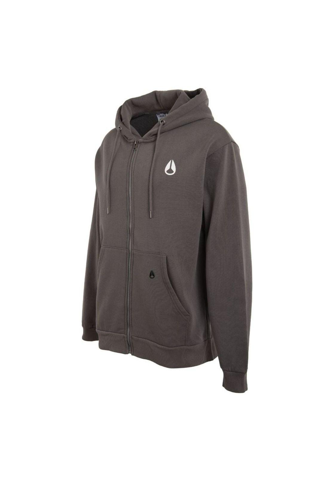 Poleron Men Full Zipper Charcoal Double Logo-2