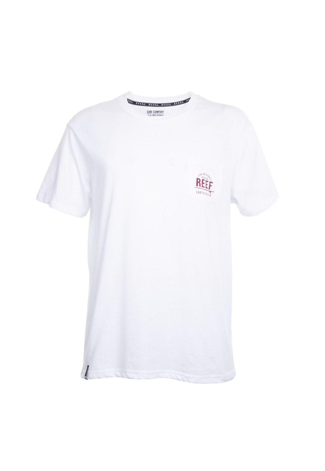 Polera Blanca con Bolsillo en pecho y Logo en Rojo Reef-0