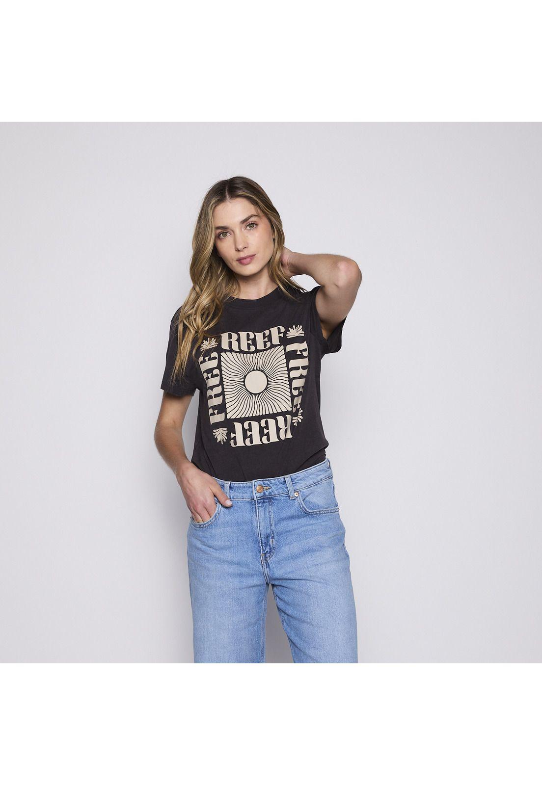Polera Reef Women Black Beige-2