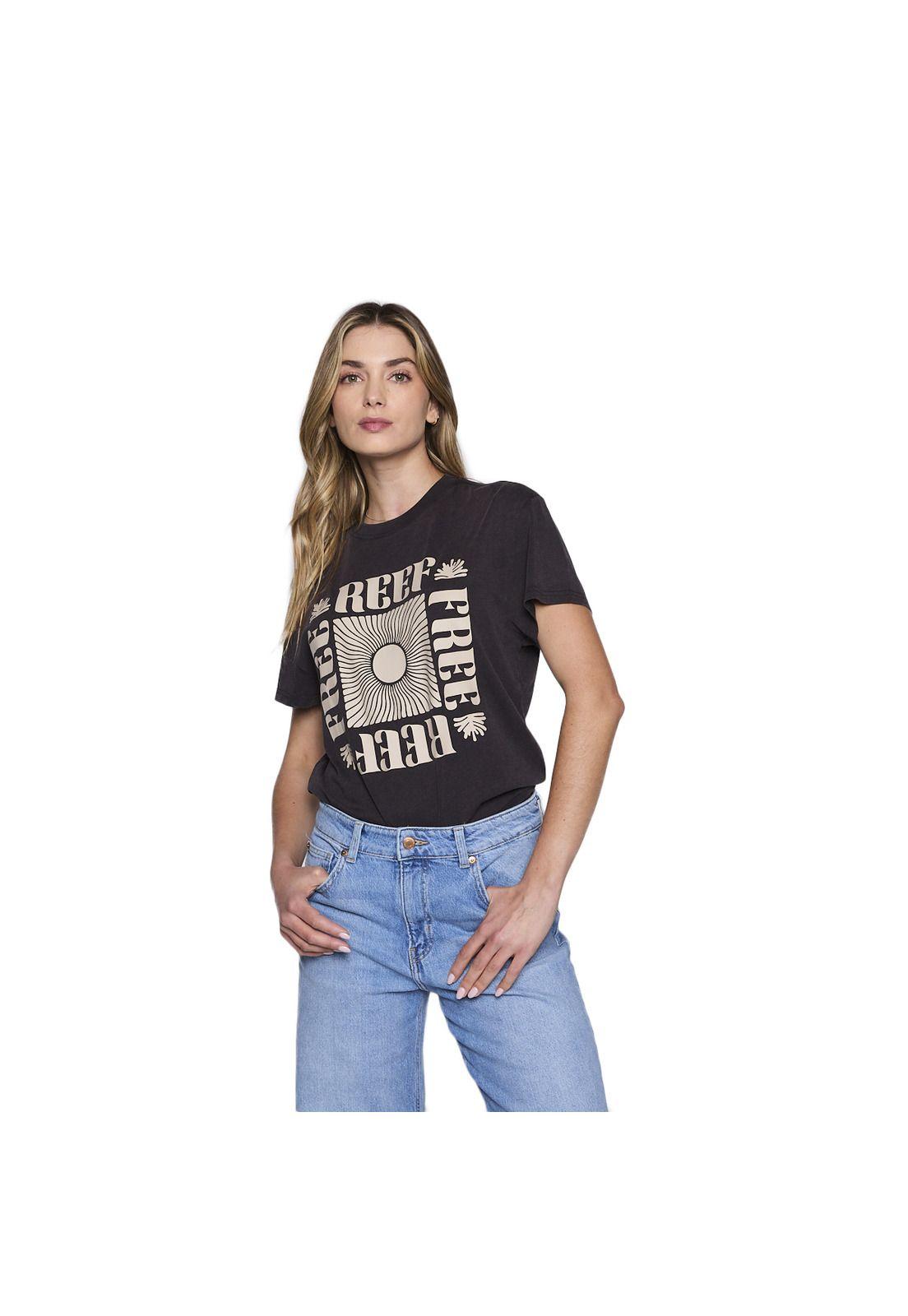 Polera Reef Women Black Beige-4