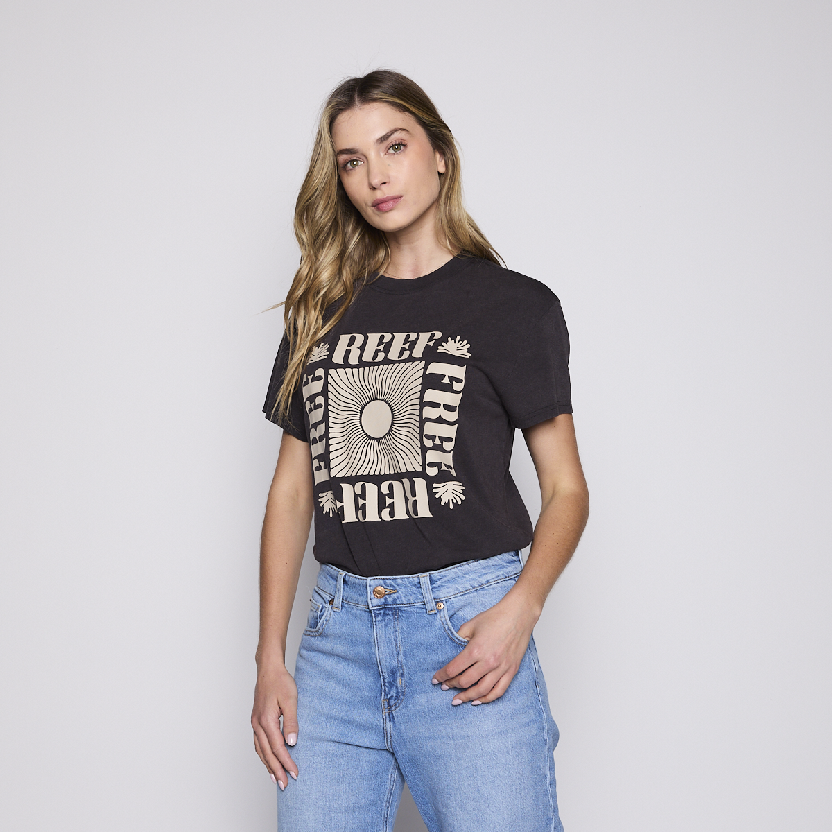 Polera Reef Women Black Beige-2