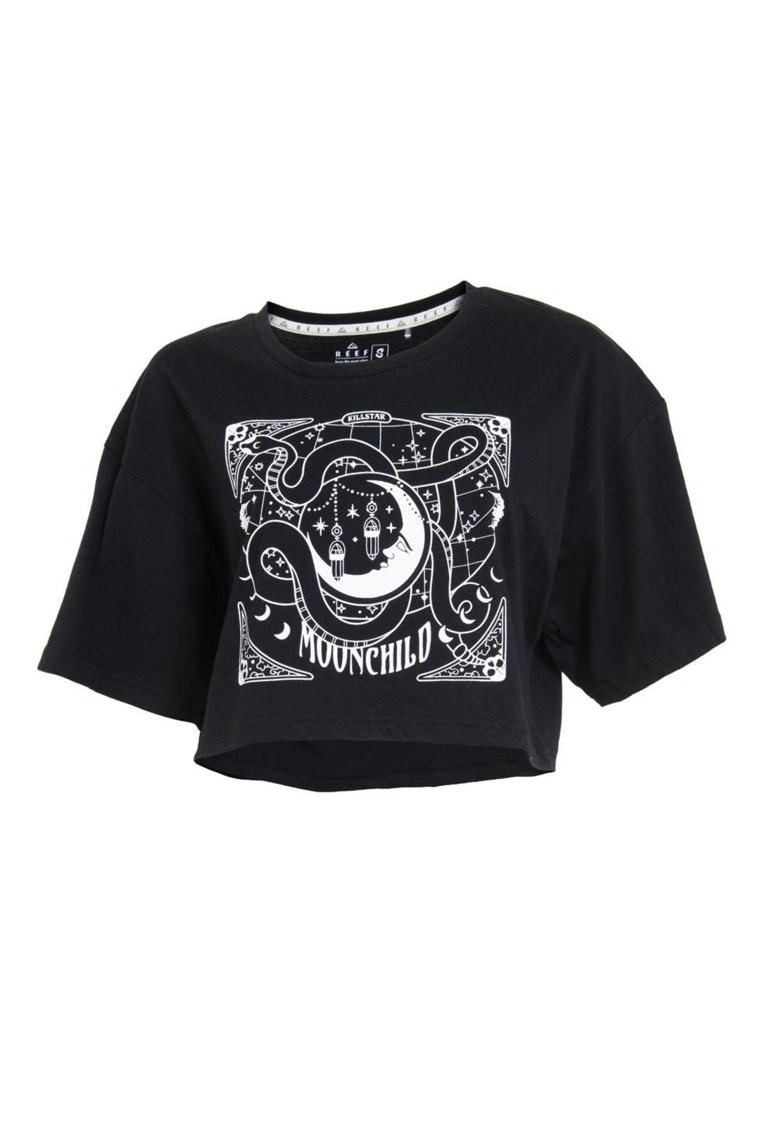 Crop Top Women Black Print Mistic-0