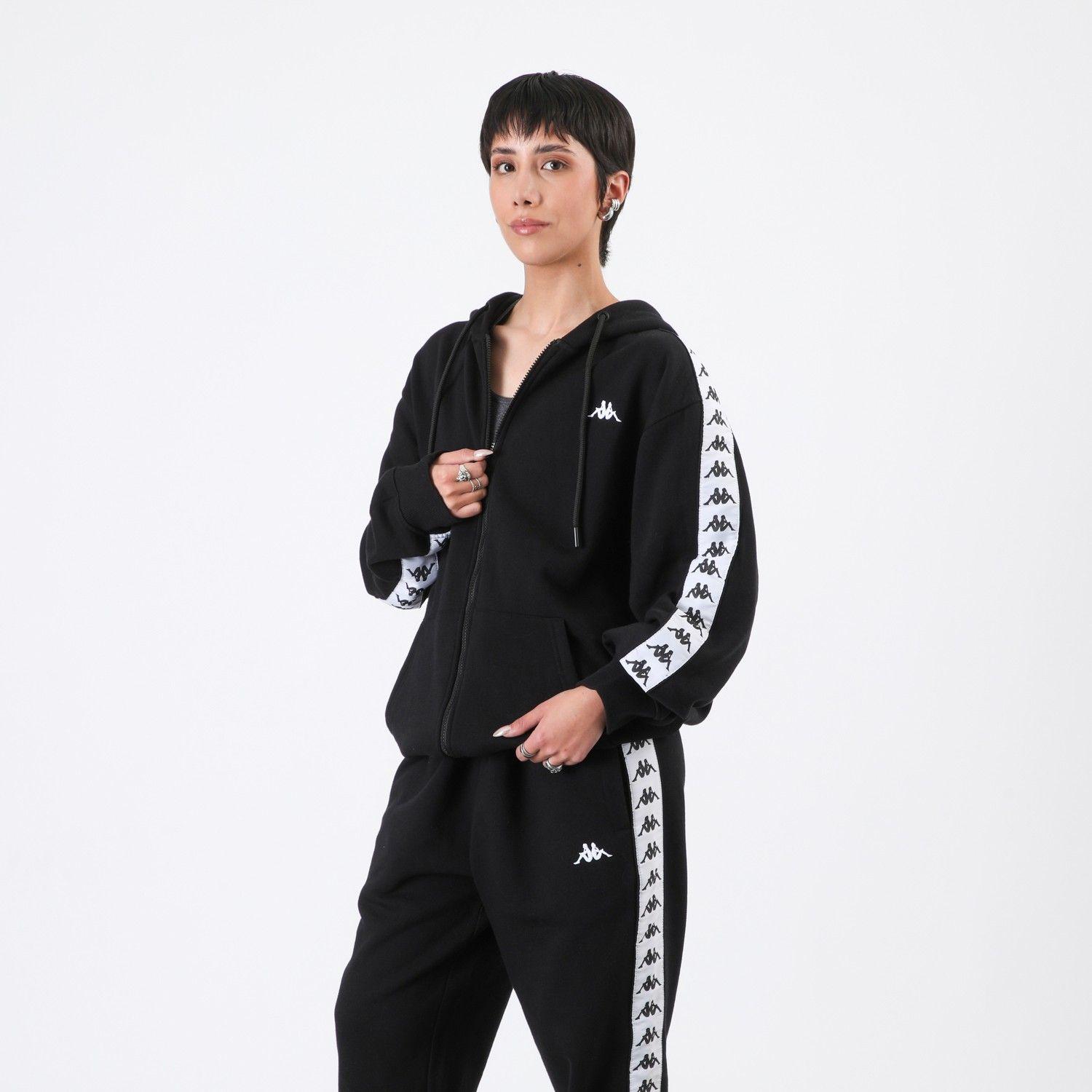 Polerón Kappa Men Full Zipper Black Banda White-1
