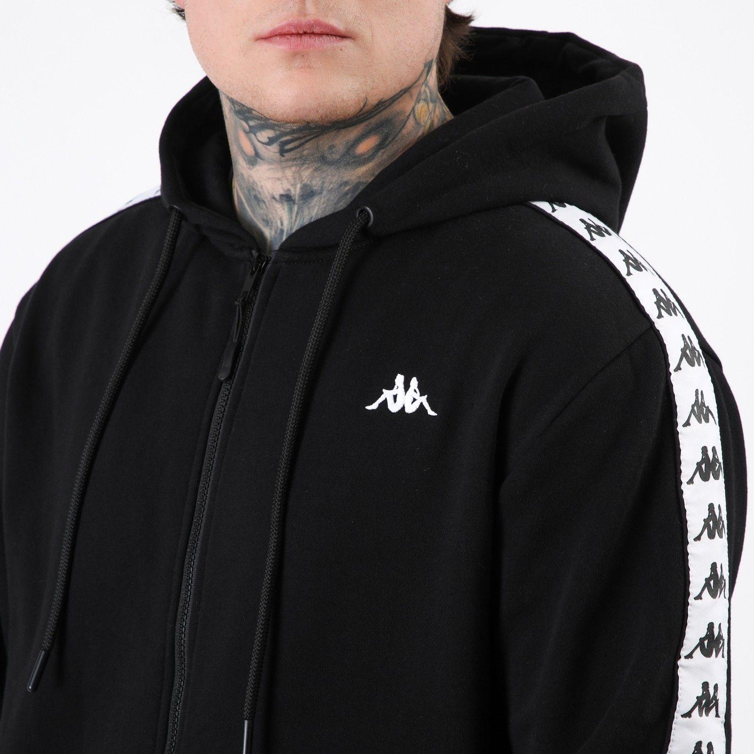 Polerón Kappa Men Full Zipper Black Banda White-2