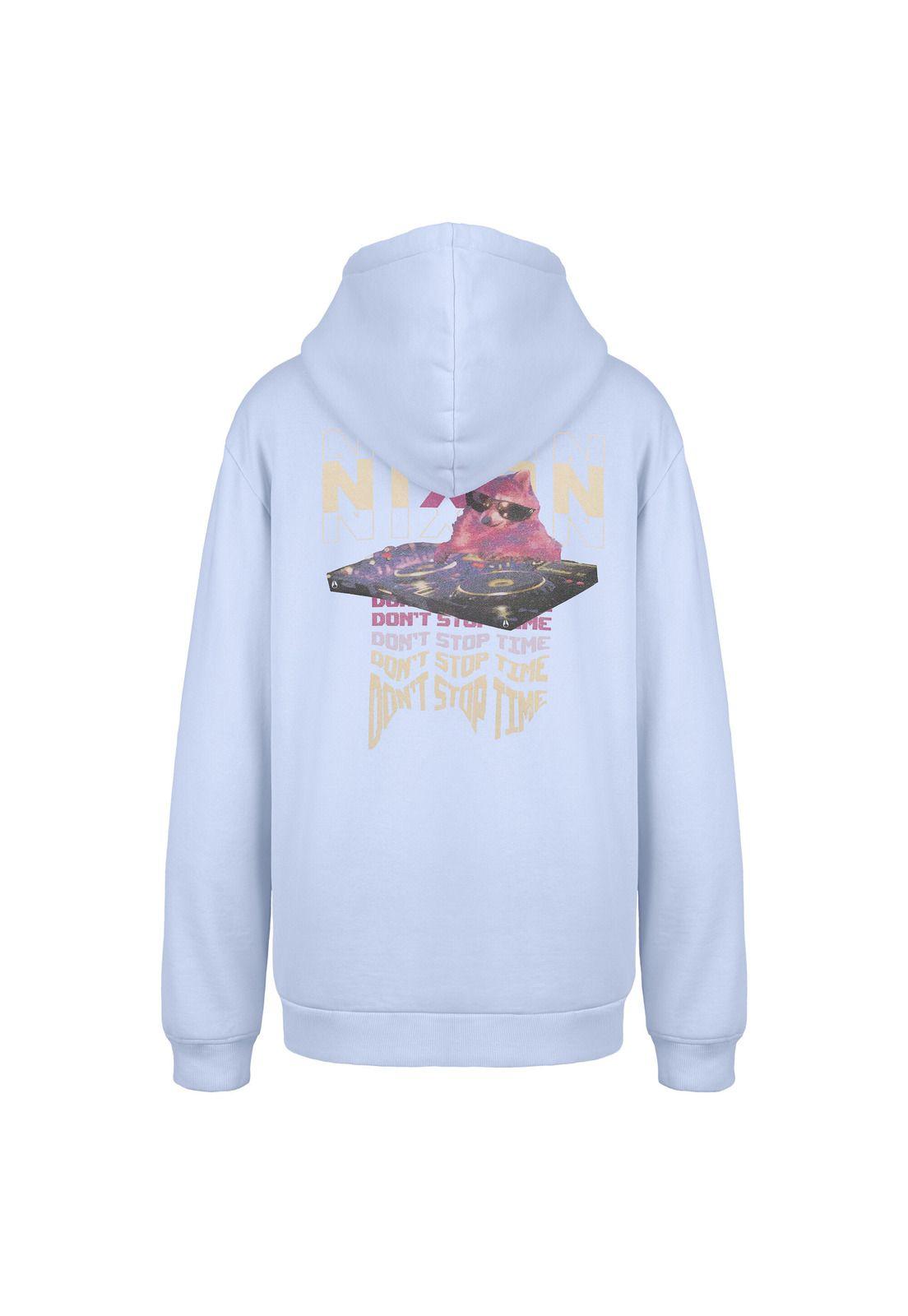 Polerón Nixon Men Hoodie Don't Stop Time Racoon Light Blue-1