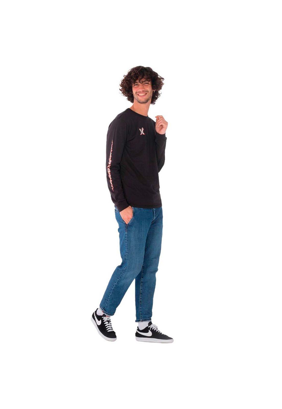 Polera Manga Larga Everyday Washed Fiyah Black-4