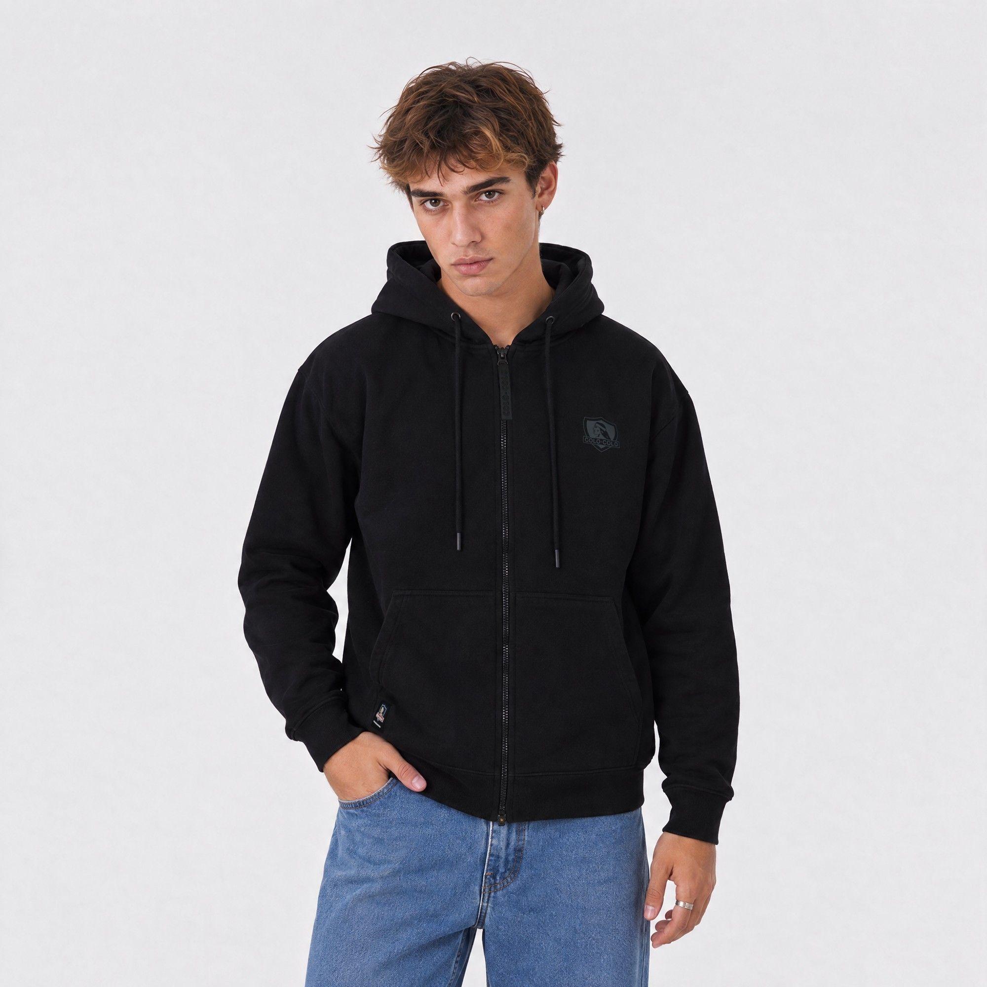 Polerón Colo Colo Urbano Full Zipper Escudo Negro-0