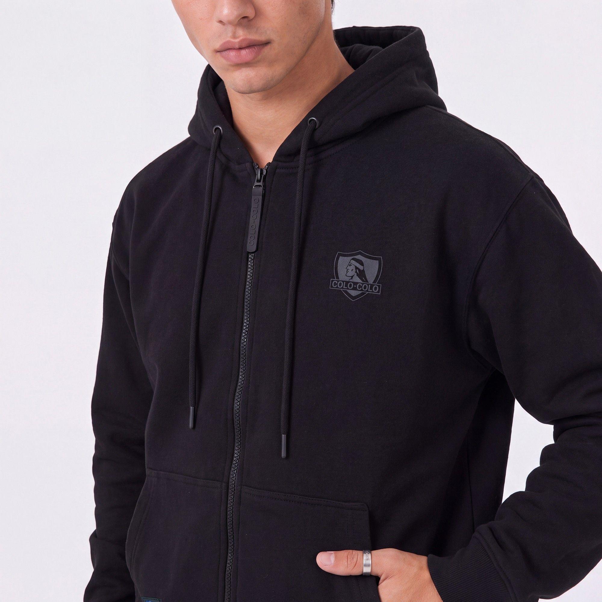 Polerón Colo Colo Urbano Full Zipper Escudo Negro-2
