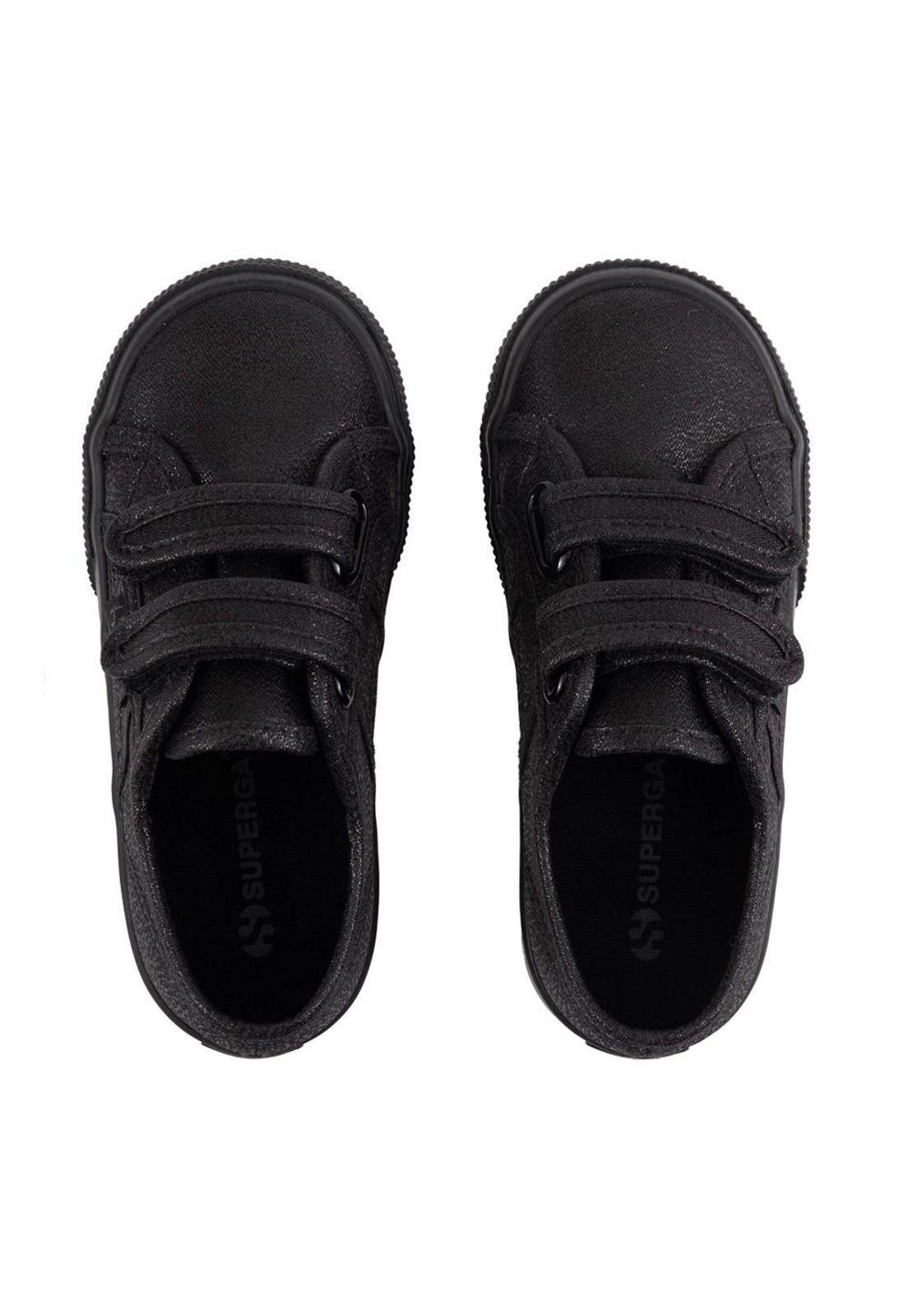 Zapatilla 2730 Kids Straps Lame Total Black Shine Superga-2