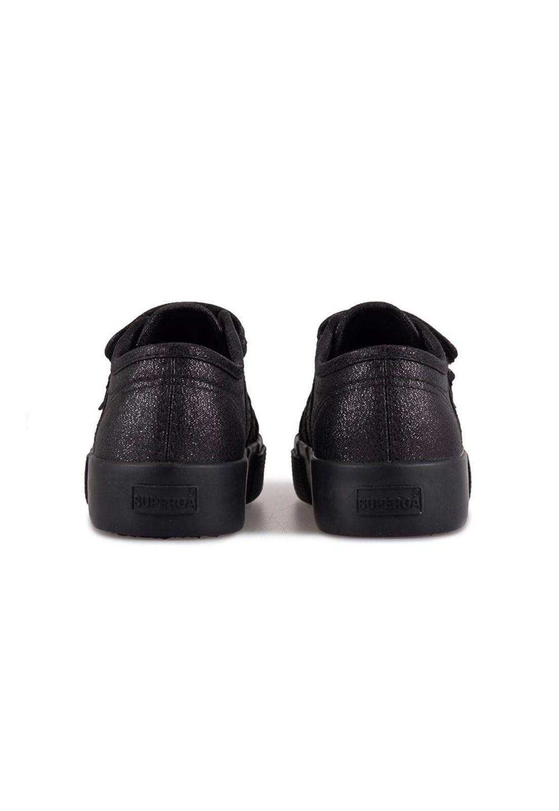 Zapatilla 2730 Kids Straps Lame Total Black Shine Superga-3