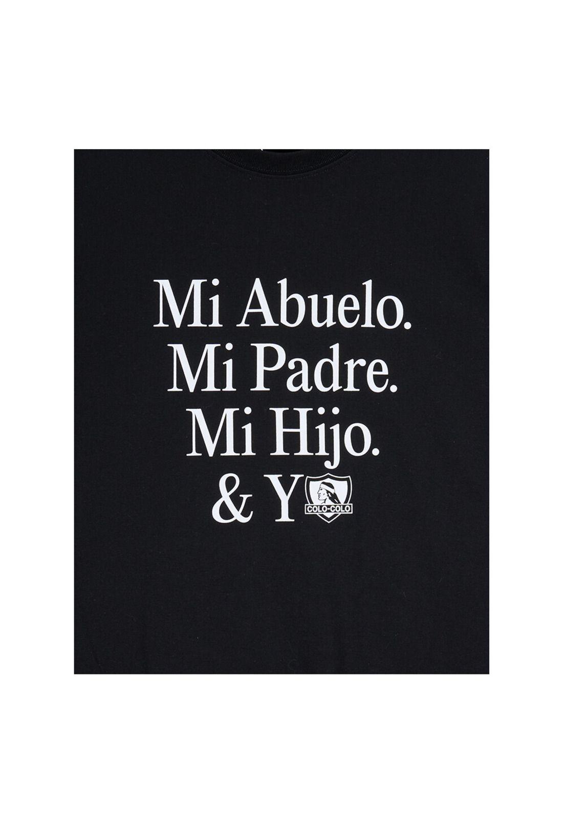 Polera Colo Colo Urbano Centenario Hombre Negro Lema-2