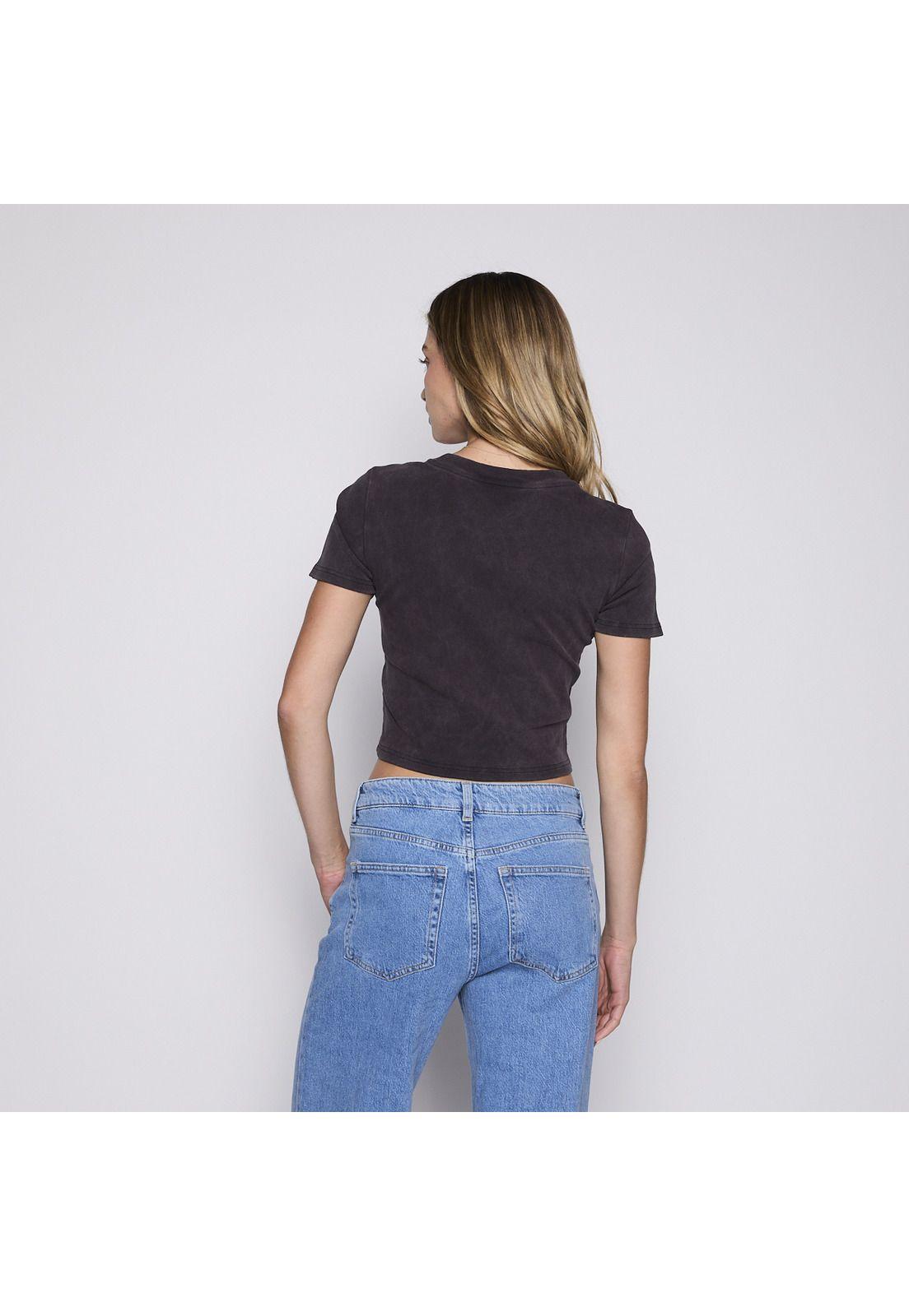 Polera Crop Reef Women Black Logo-1