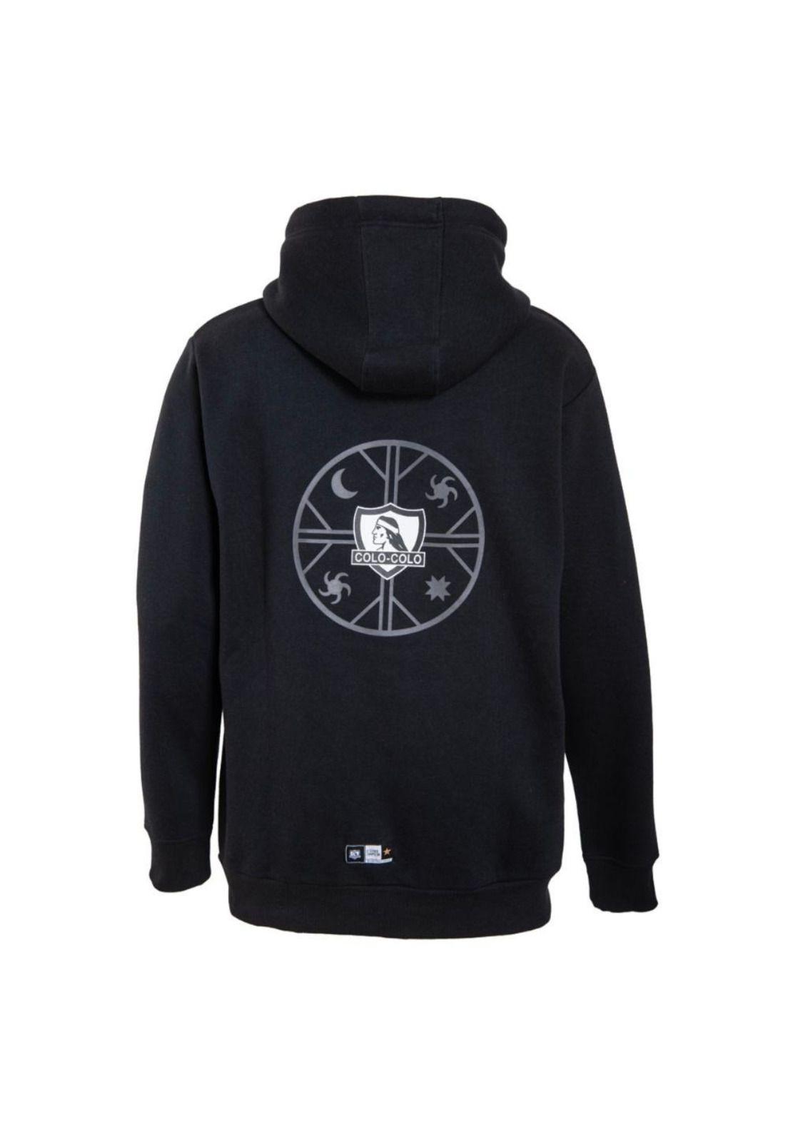Poleron Colo Colo Urbano Hoodie Negro Kultrun Gris-2