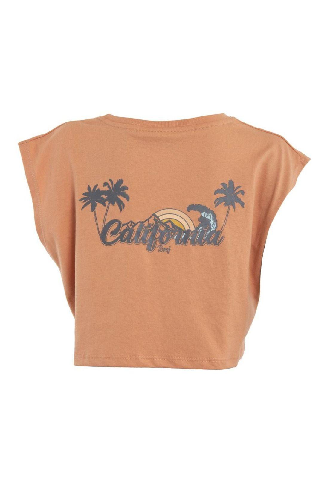Polera Kids Crop Top Orange Pink Palm California-2
