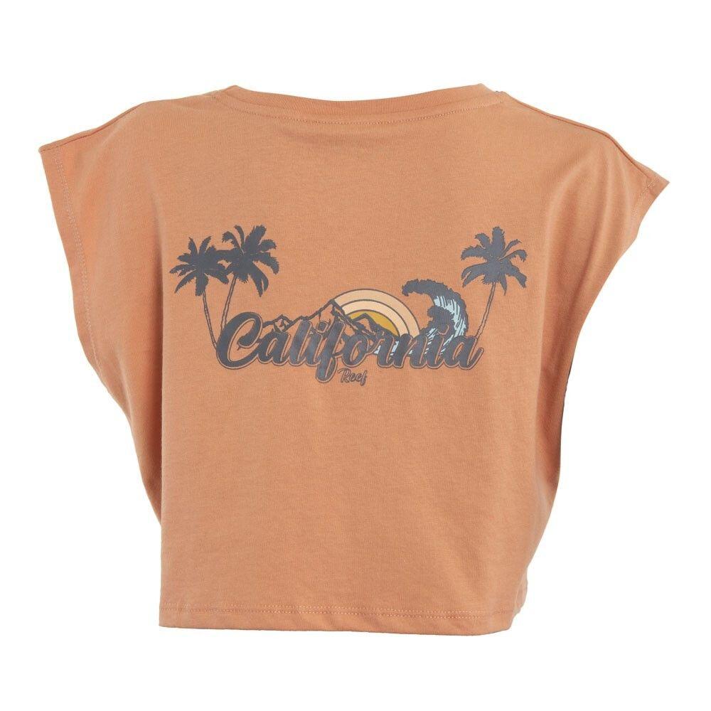 Polera Kids Crop Top Orange Pink Palm California-2