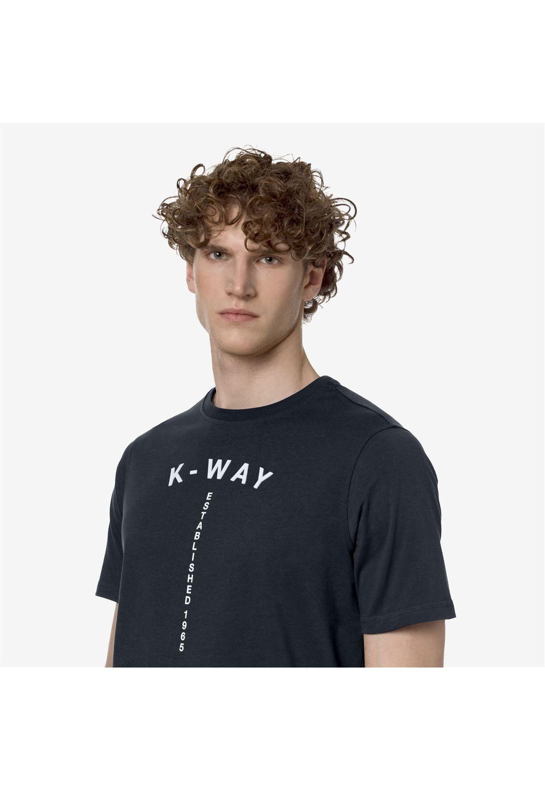 Polera K-Way Men Odom Typo Established Blue Depth-3