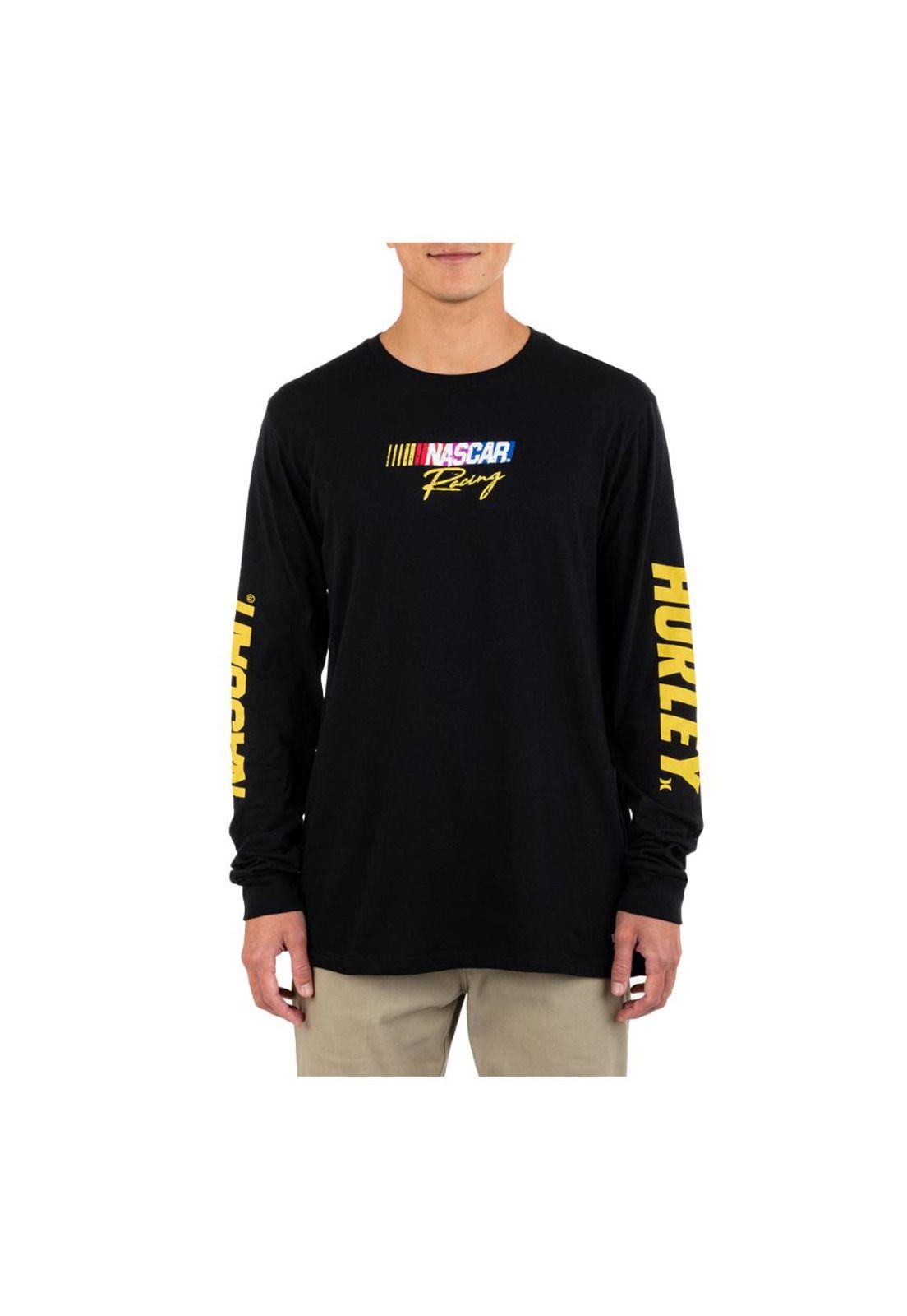 Polera Manga larga Flame Nascar ls Negro-2