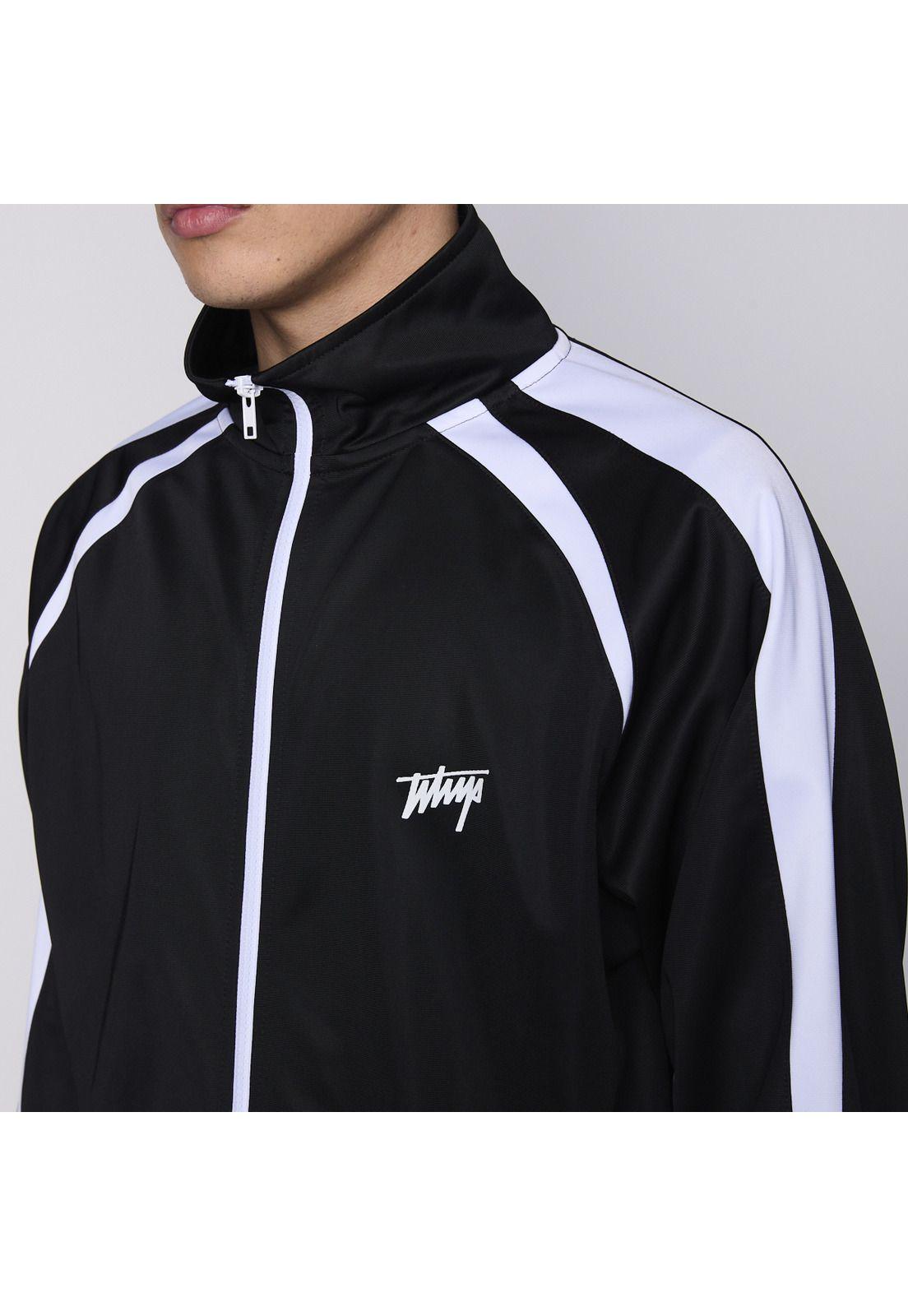 Polerón Whatup Full Zipper Black White-2