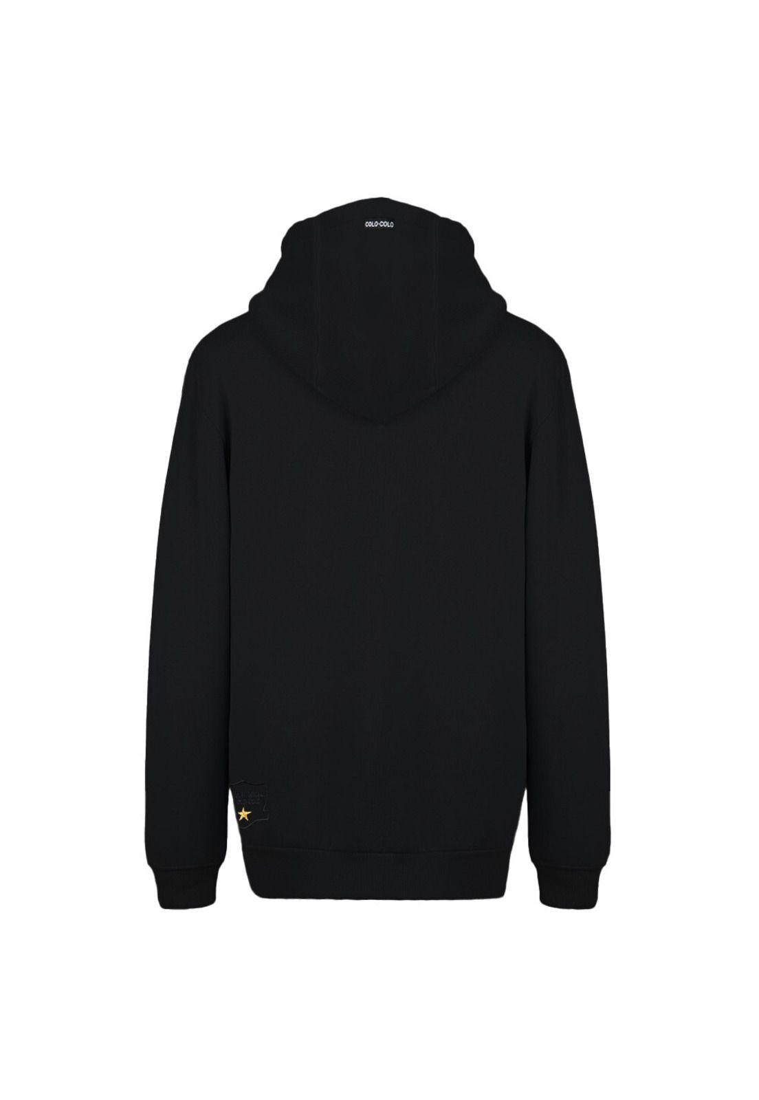 Polerón Colo Colo Urbano Hoodie Negro Escudo Franjas-1