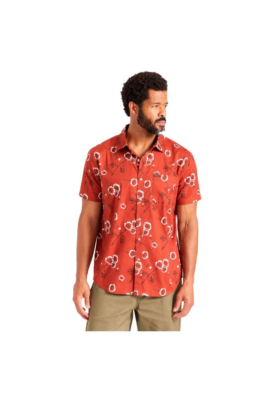 Camisa Manga Corta Men Charter Burgundy Off White Floral-1