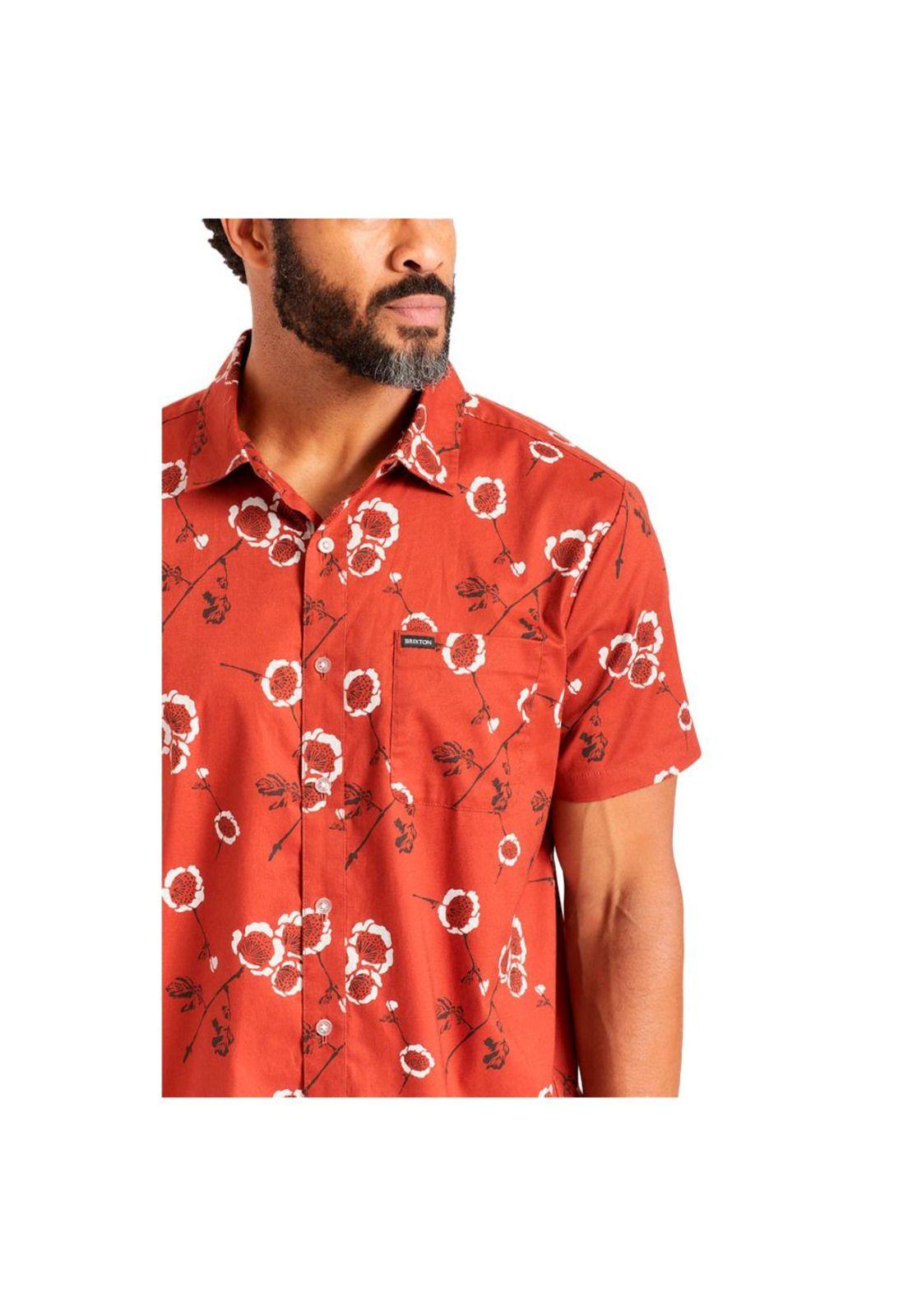 Camisa Manga Corta Men Charter Burgundy Off White Floral-4