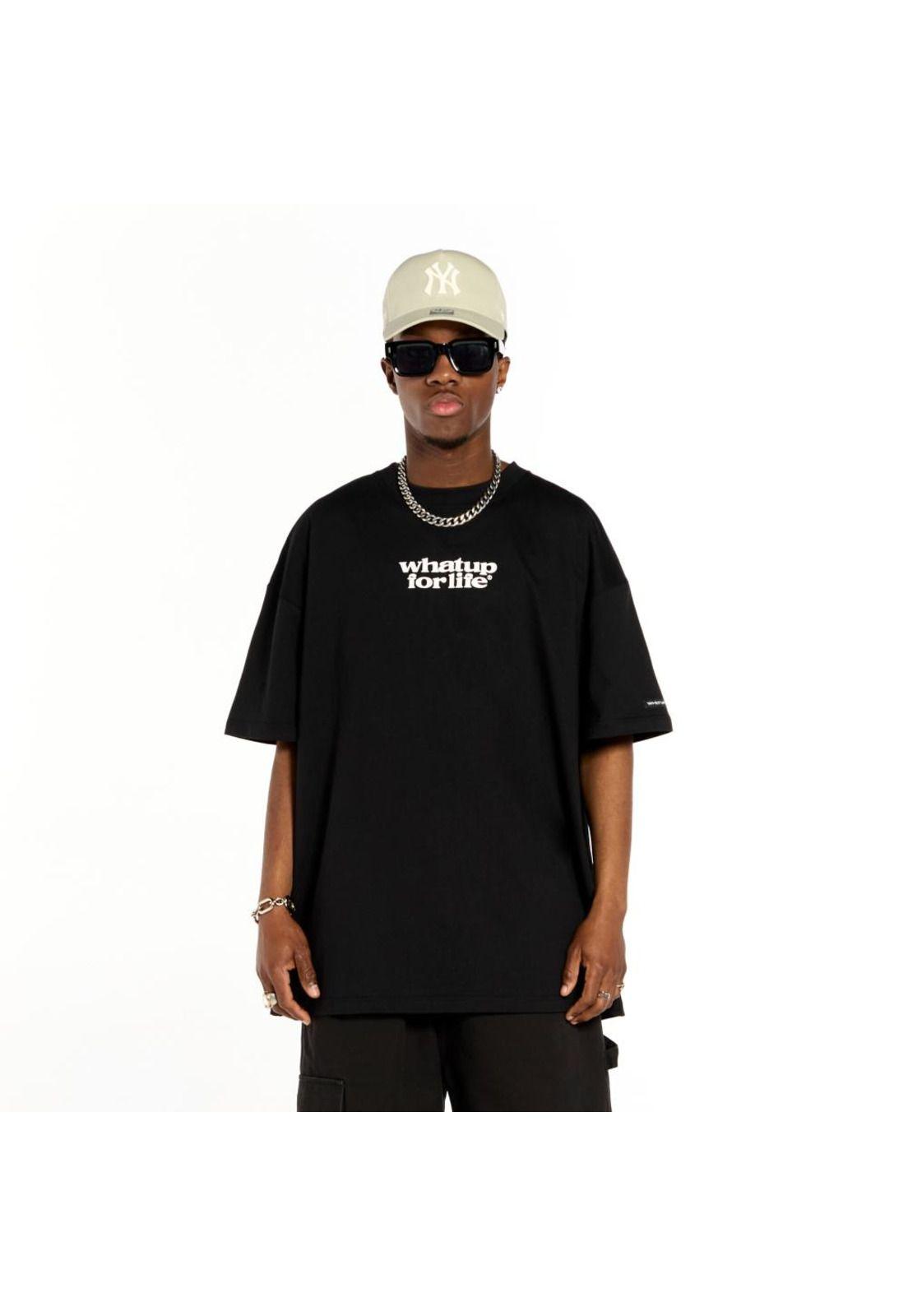 Polera Whatup Hombre Estampado Negro-0