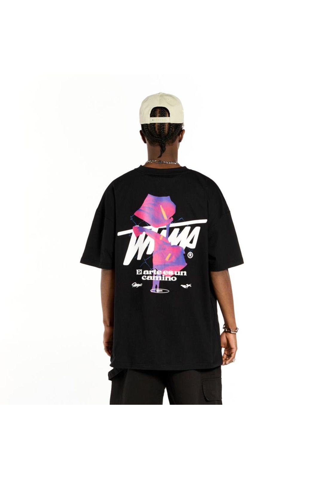 Polera Whatup Hombre Estampado Negro-1