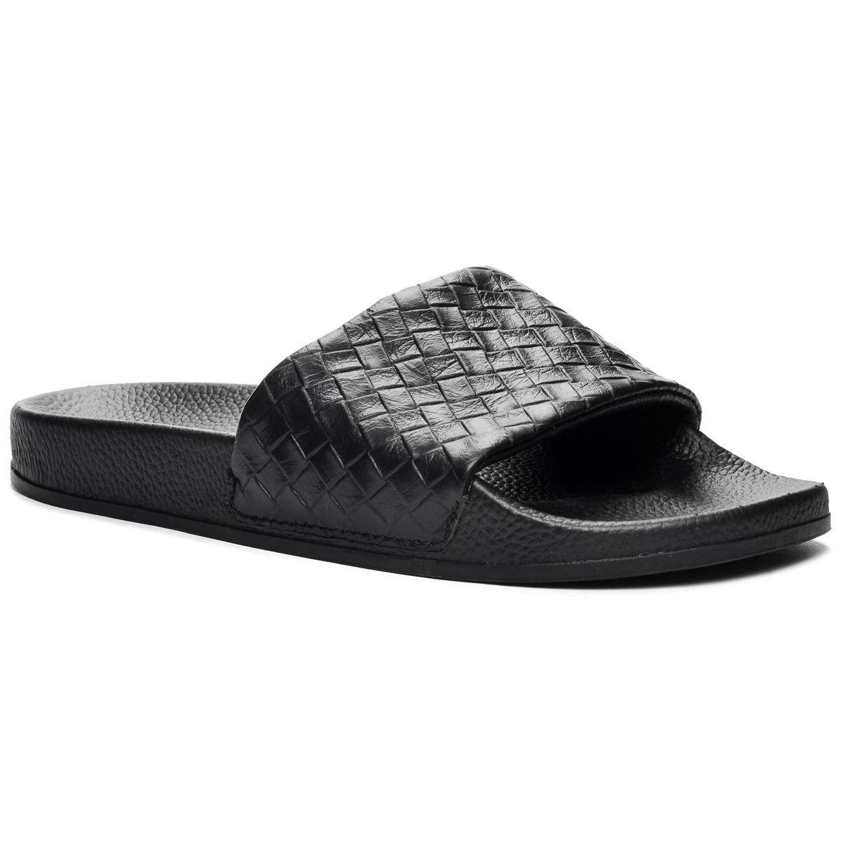 Sandalia 1908 Slides Woven Leather Black Superga-3