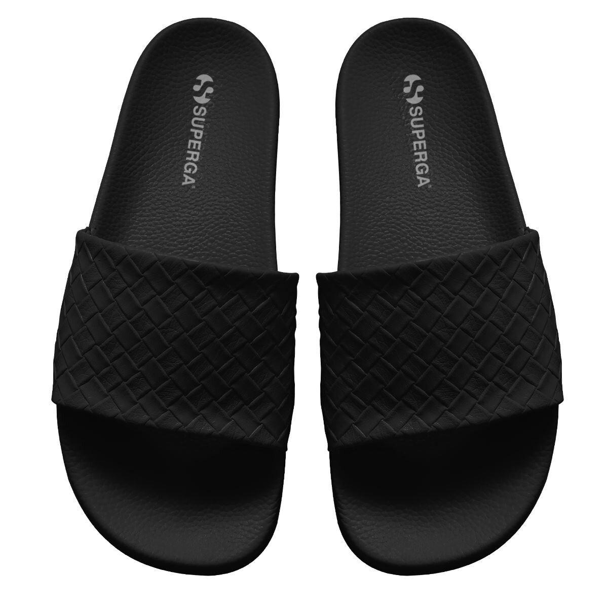 Sandalia 1908 Slides Woven Leather Black Superga-4