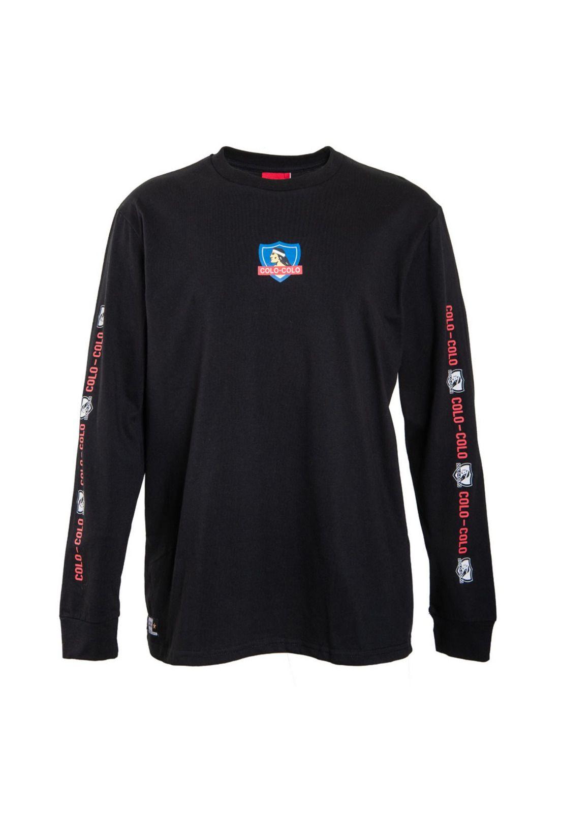 Polera Colo Colo Urbano Negro Print Mangas-0