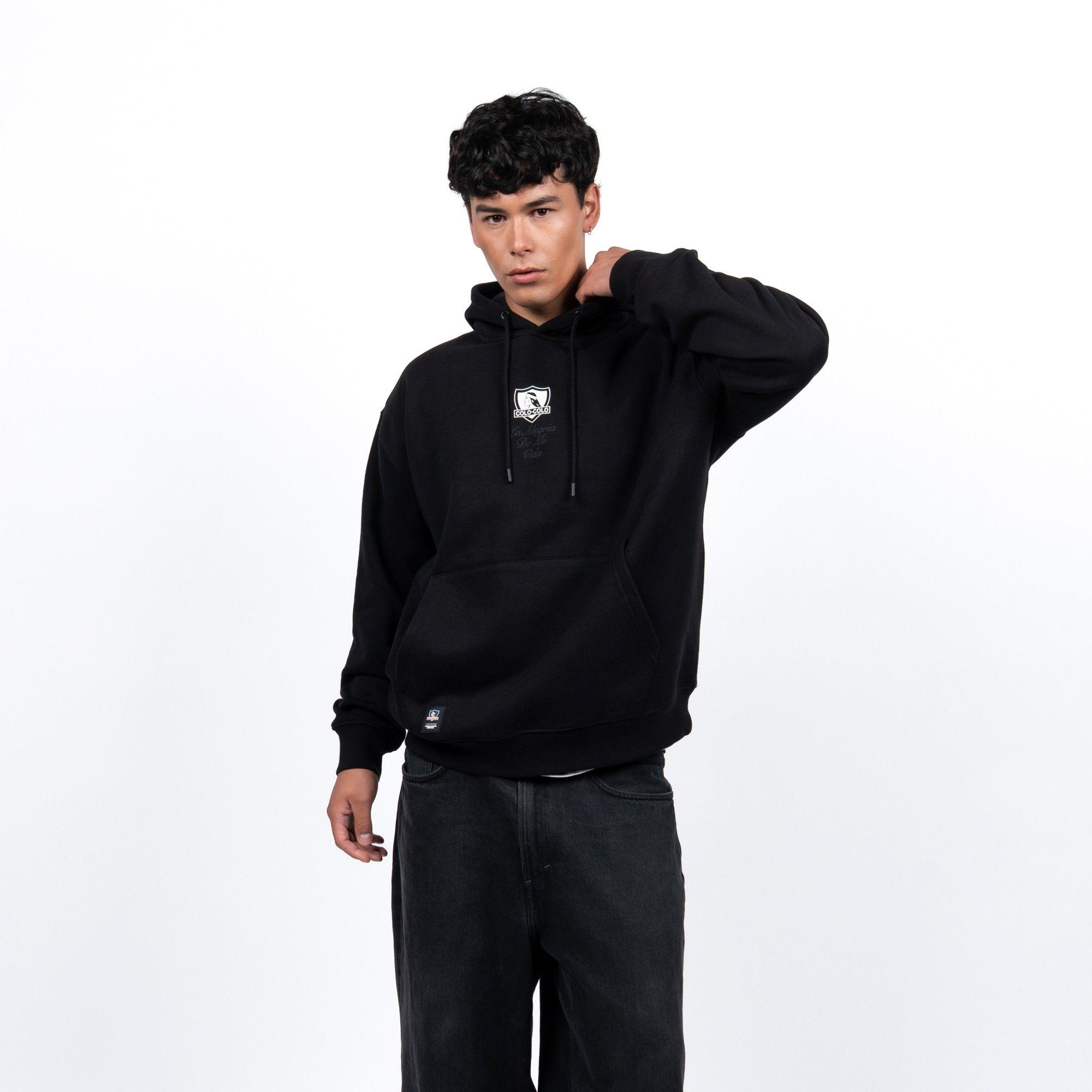 Polerón Colo-Colo Urbano Hoodie La Alegria De Mi Vida Negro-0