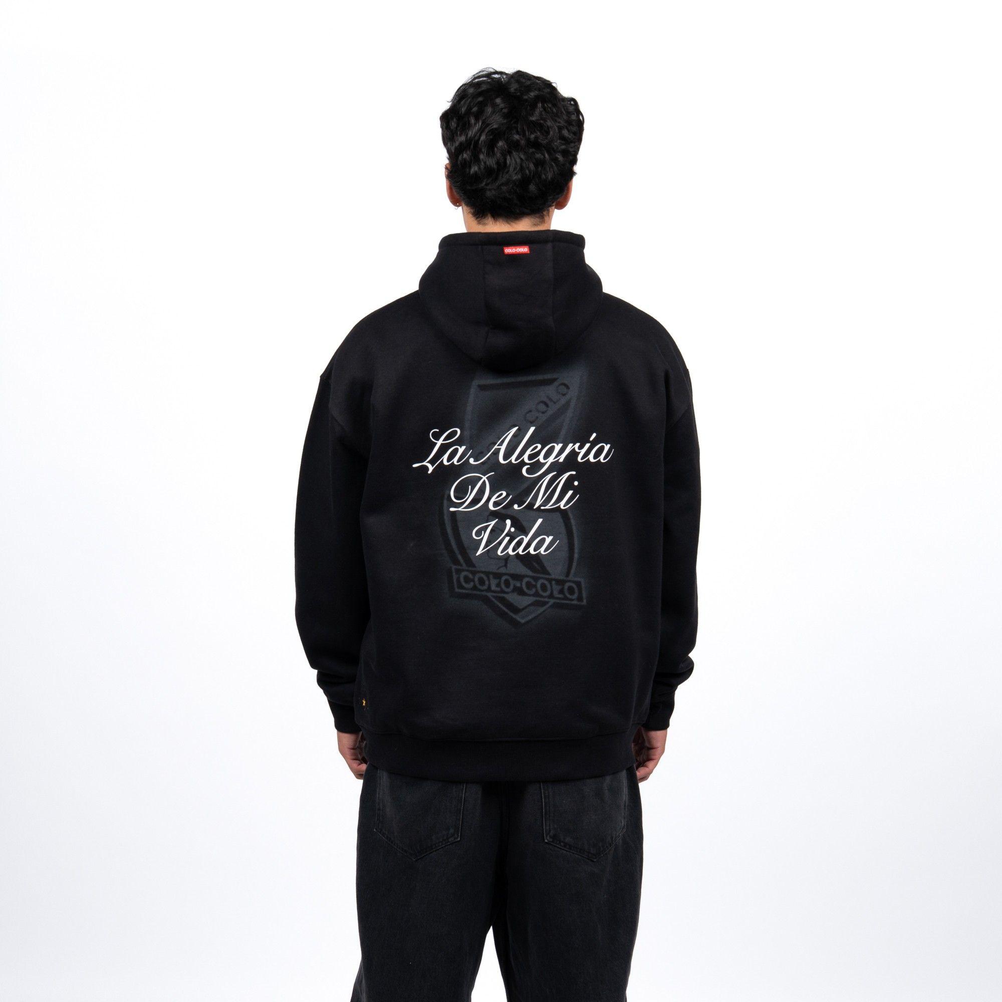 Polerón Colo-Colo Urbano Hoodie La Alegria De Mi Vida Negro-1