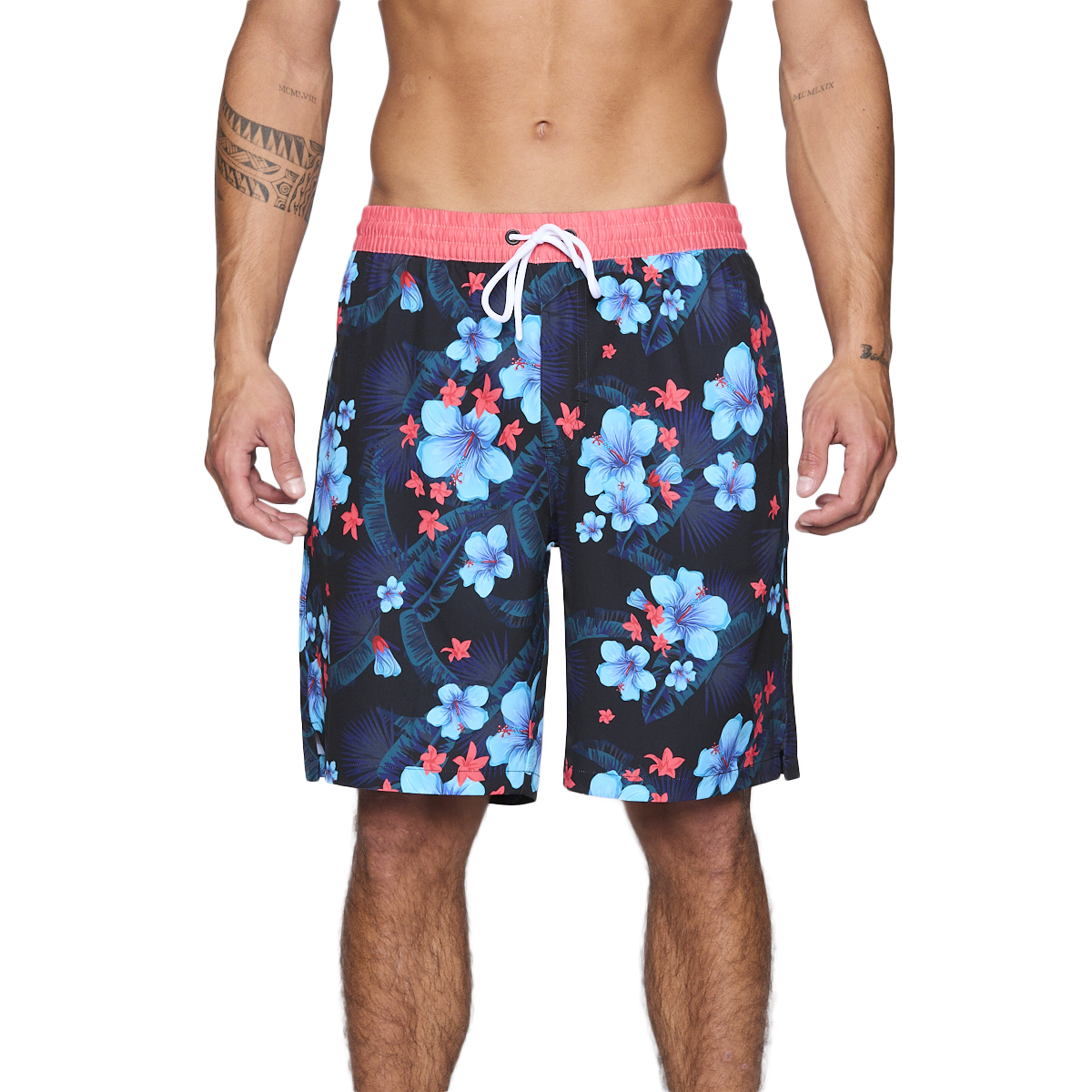 Traje de Baño Reef Men Black Red Flowers-0