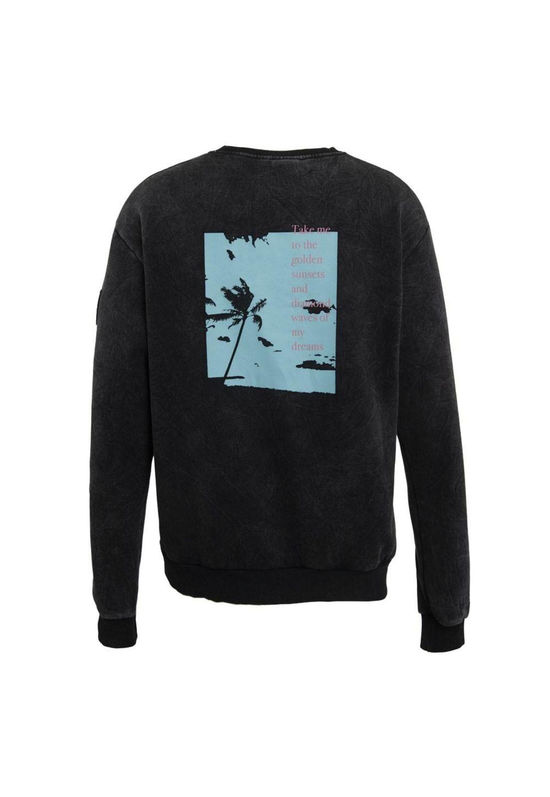 Poleron Men Crew Black Palms-2