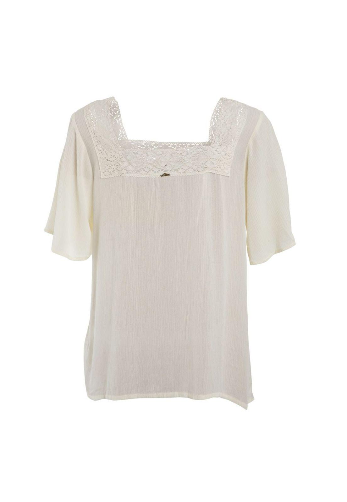 Blusa Women Ethnic White Beige-2