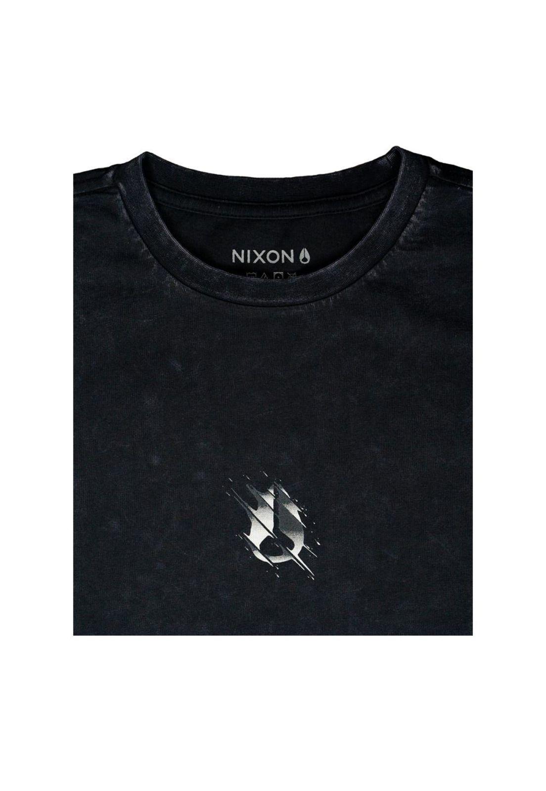 Polera Nixon Men Black Degrade Logo Front White Grey-2