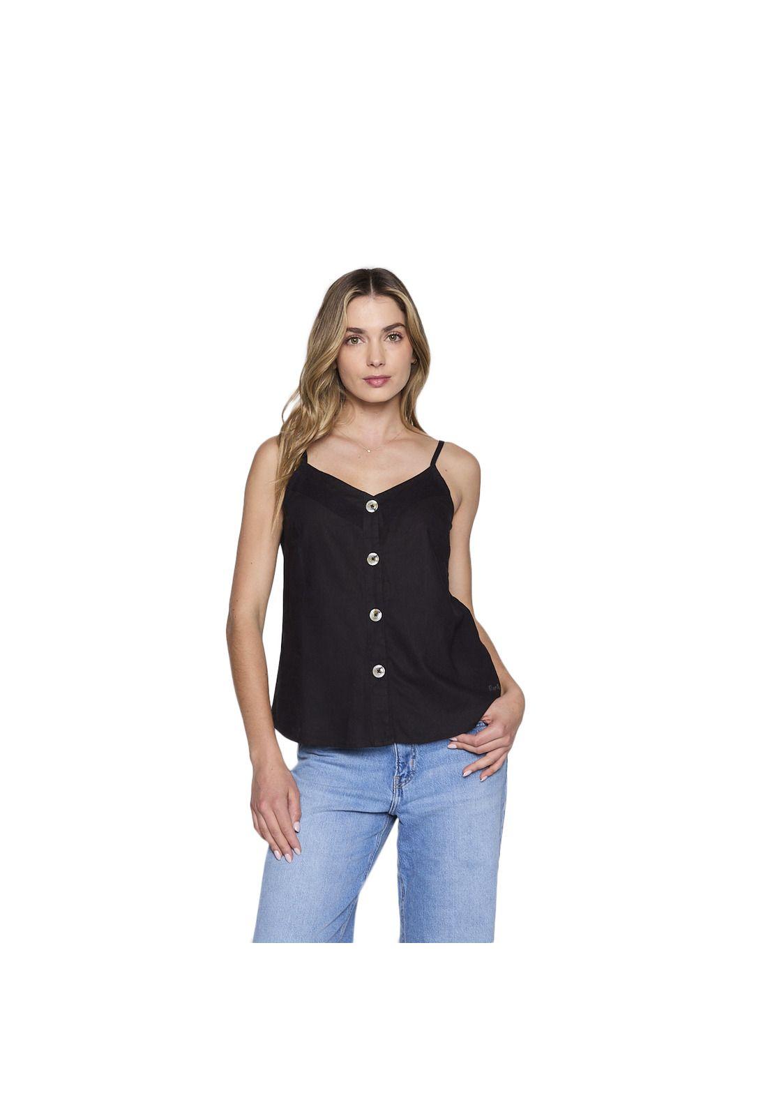 Blusa Pabilo Reef Women Black Buttons-5