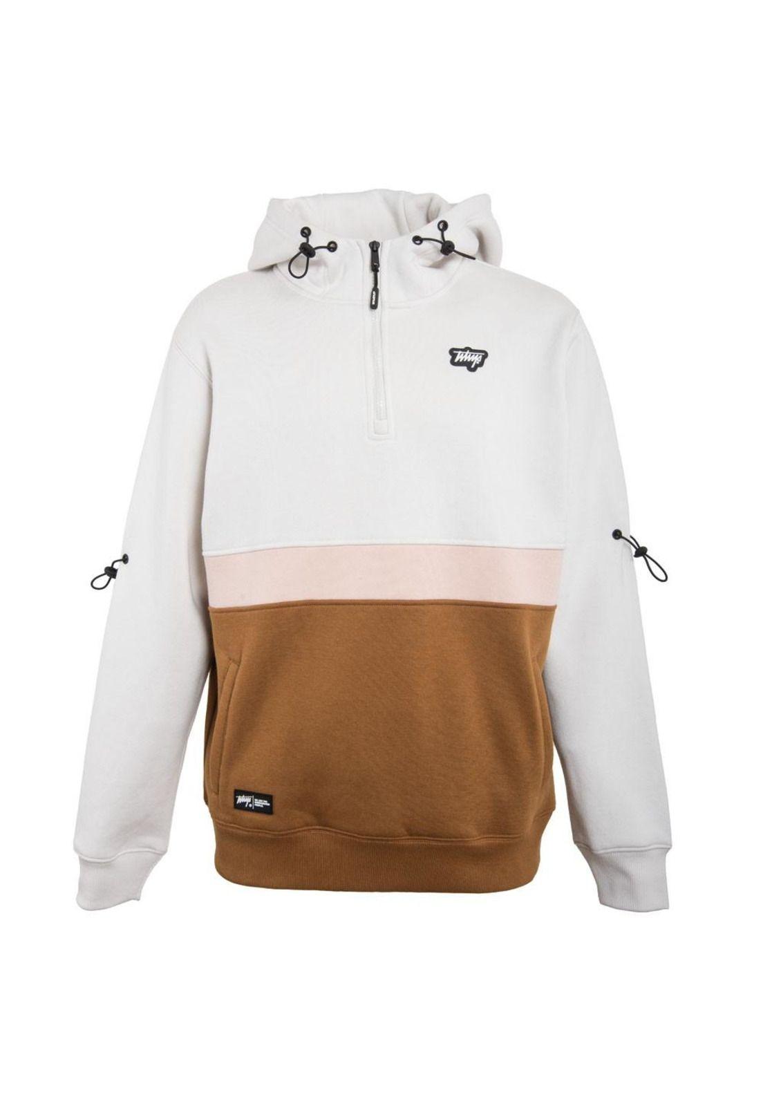 Poleron Men Block Half Zip Cream-0