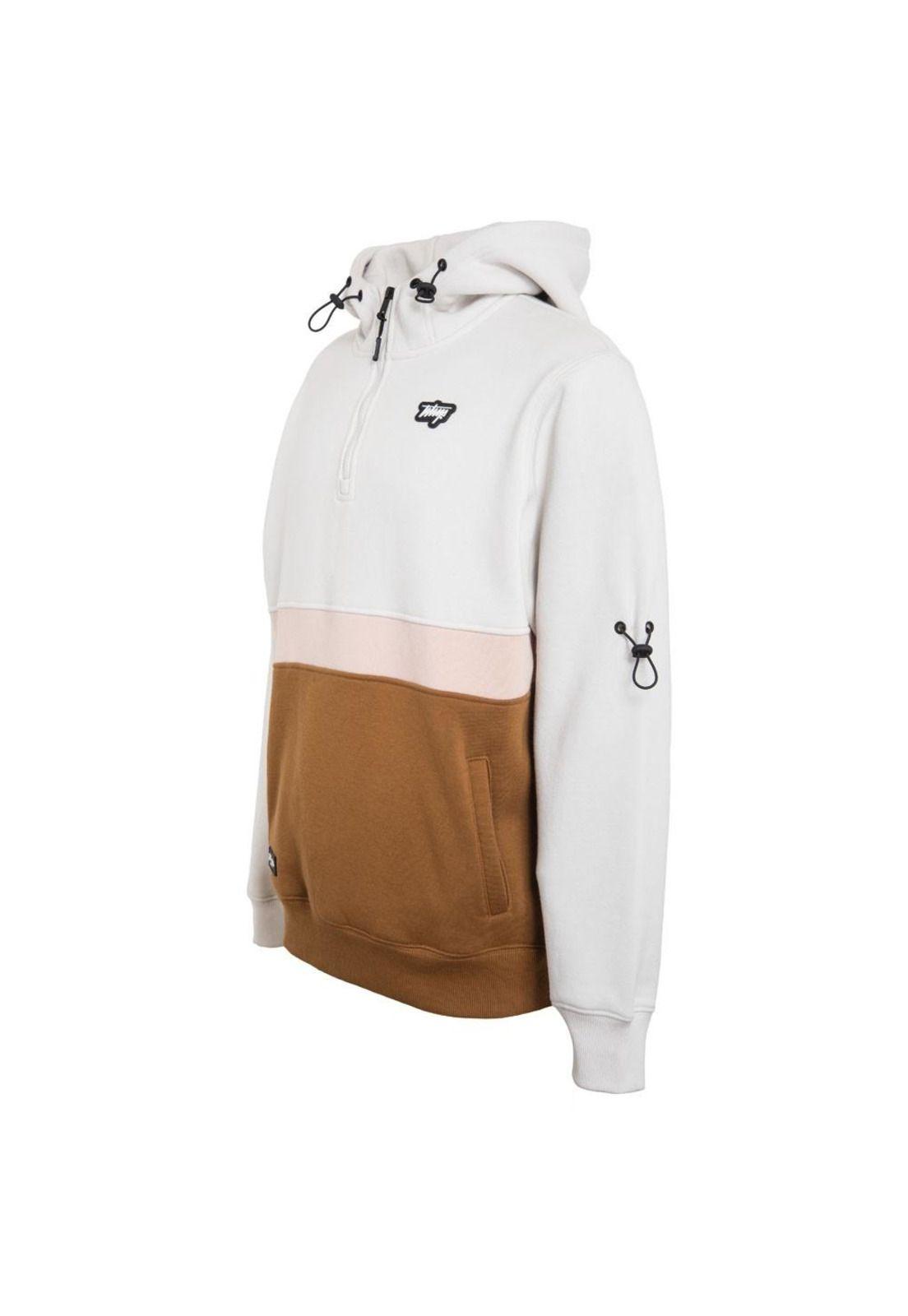 Poleron Men Block Half Zip Cream-1